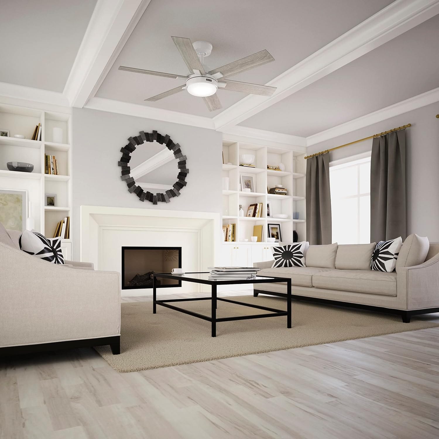 Hunter Fans 52" Georgetown Ceiling Fan with LED Light & Remote Control, Fresh White