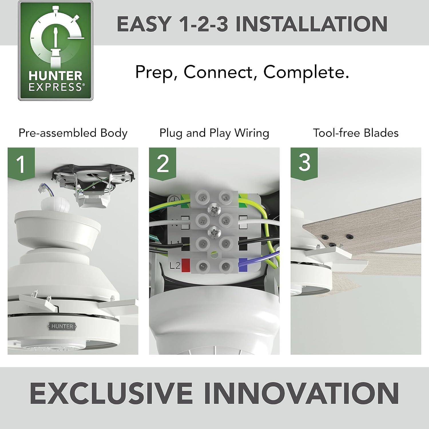 Hunter Fans 52" Georgetown Ceiling Fan with LED Light & Remote Control, Fresh White