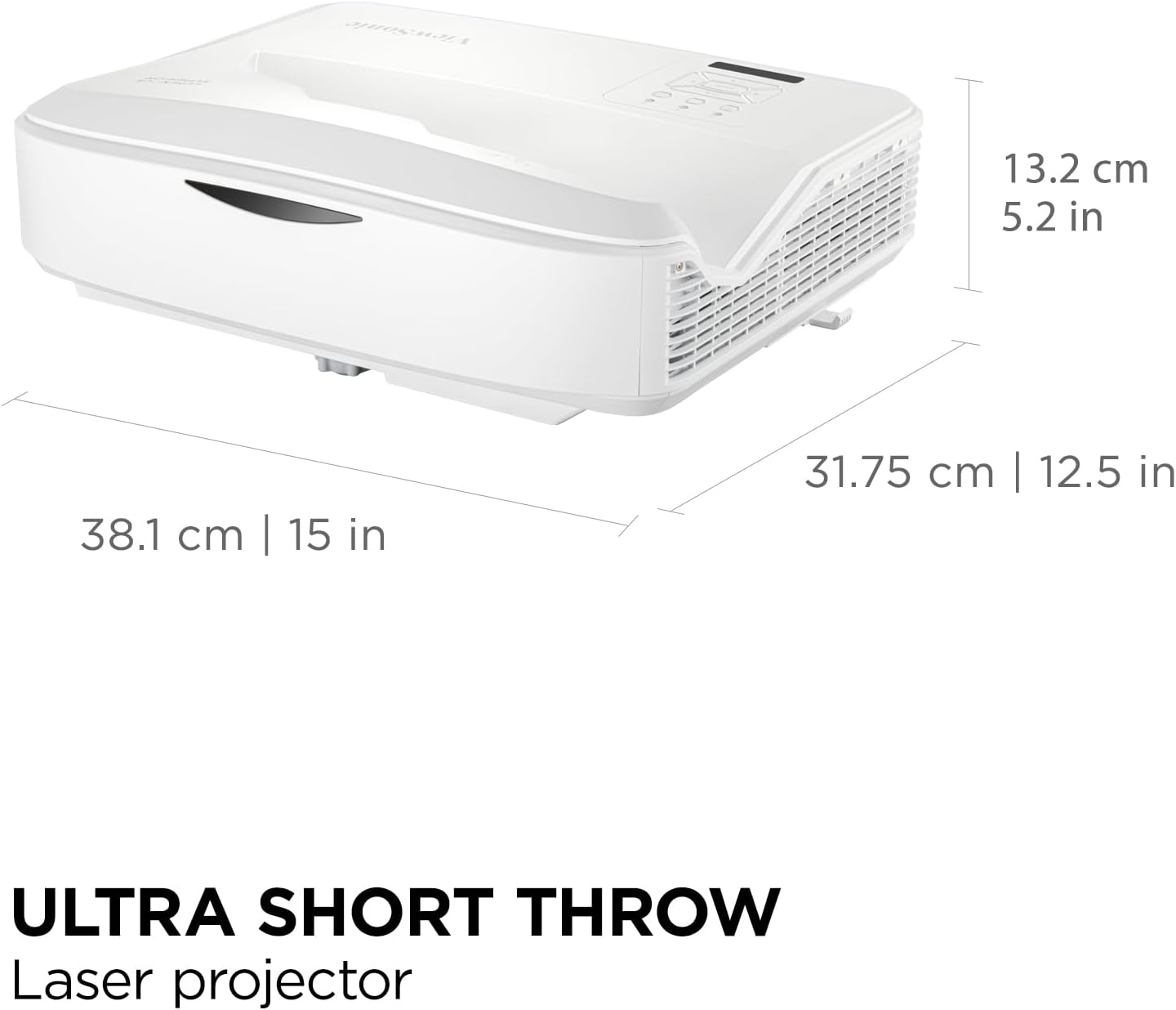 ViewSonic 5000 Lumens WUXGA Ultra Short Throw Projector with 1.3 Optical Zoom, White - Certified Refurbished