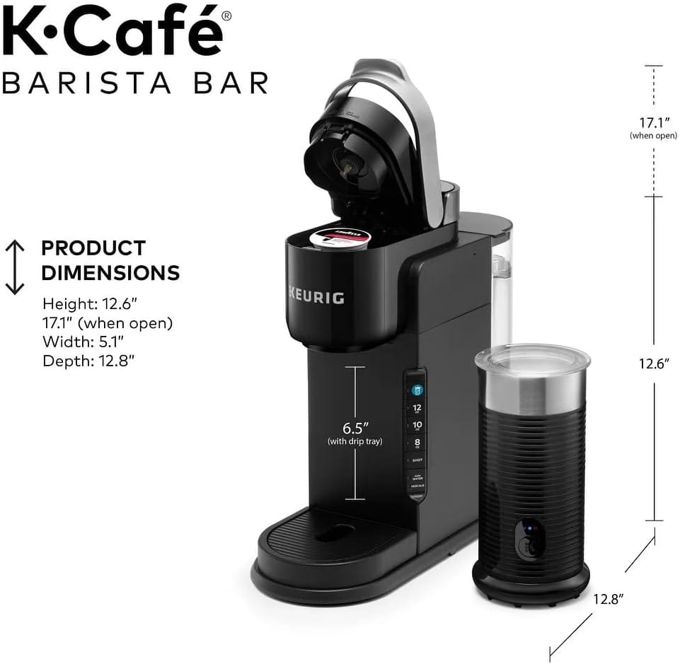 Keurig K-Café Barista Bar Single Serve Coffee Maker and Frother, Black - Certified Refurbished