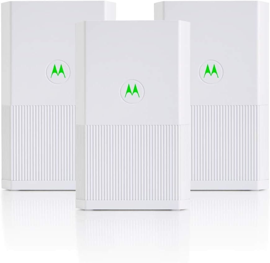Motorola Mesh WiFi System, 3-Pack, AC2200 Tri-Band, 9,000 sq ft Coverage, Router + 2 Satellites, Parental Controls, Easy Setup