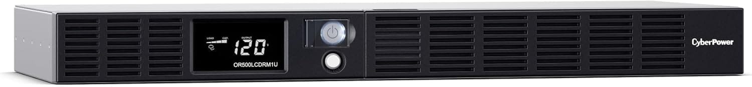 CyberPower Smart App LCD UPS Battery Backup and Surge Protector, 500VA/300W, 6 Outlets, AVR, 1U Rackmount - Certified Refurbished