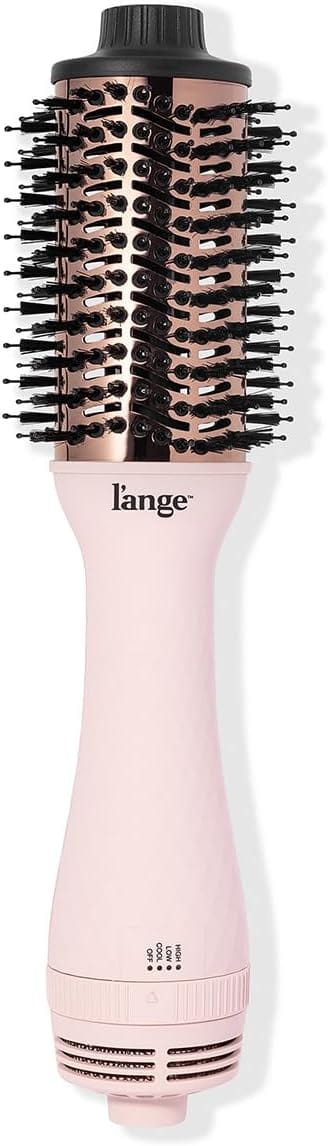 L'ange Hair Le Volume 2-in-1 Titanium Blow Dryer Brush, 60mm Oval Barrel, for Smooth, Frizz-Free Styling on All Hair Types, Blush