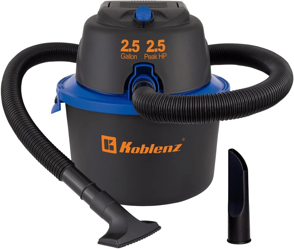 Koblenz WD 2.5 MA 2.5-Gallon Portable Wet/Dry Vacuum with Blower, Black and Blue