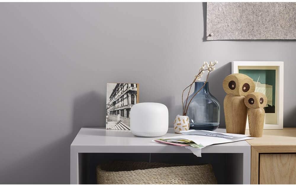 Google Nest WiFi Router with 1 Point, Mesh Wi-Fi Extender, Smart Speaker, Works with Google Home, 3800 Sq. Ft. Coverage Area, 2-Pack, Snow