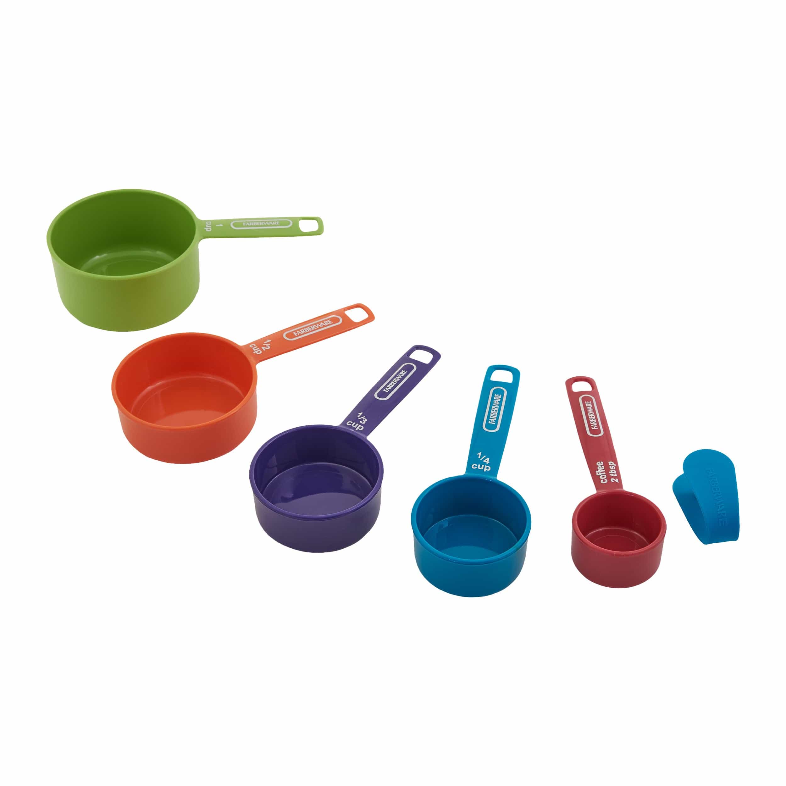 Farberware Professional Plastic Measuring Cups with Coffee Spoon, Set of 5, Colors may vary