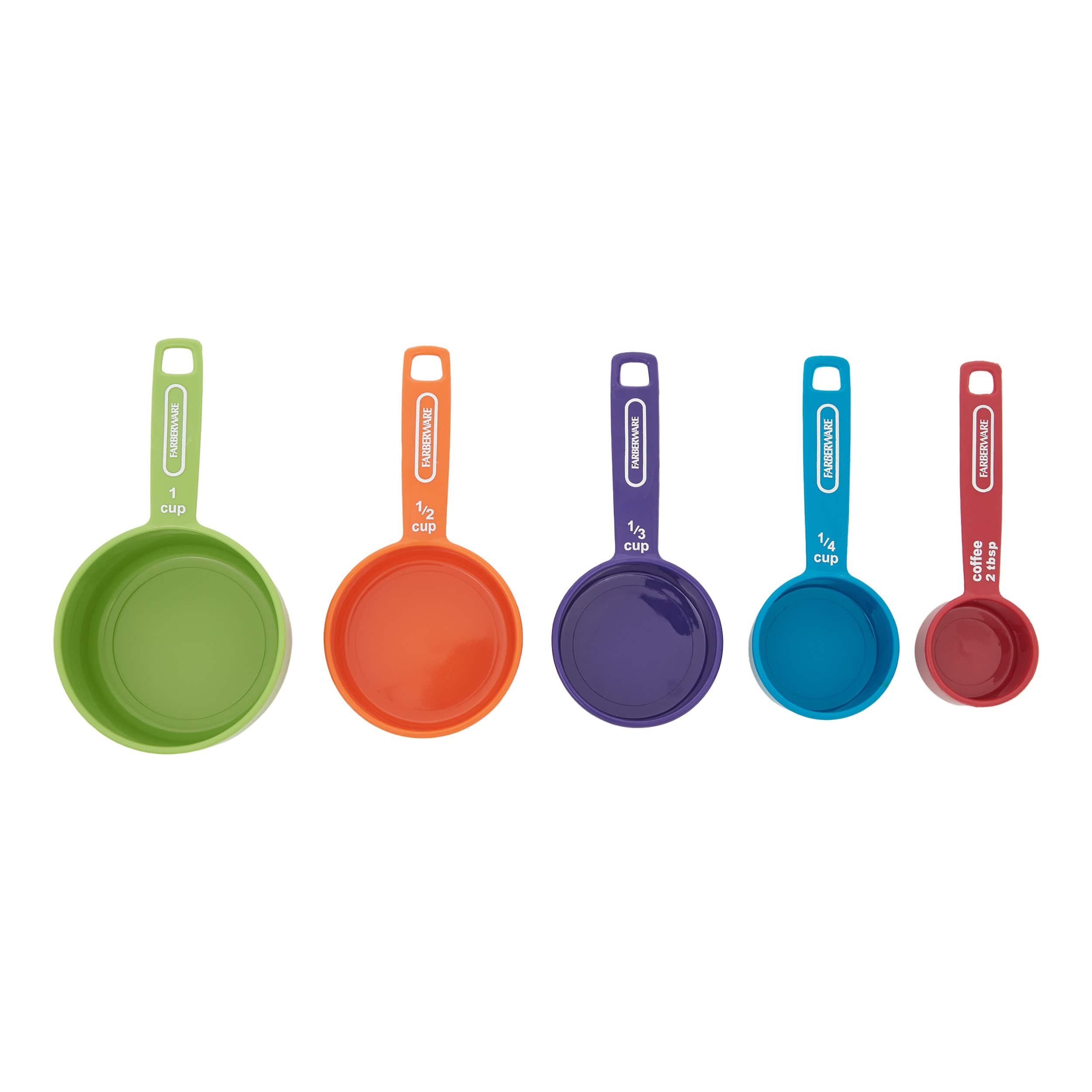 Farberware Professional Plastic Measuring Cups with Coffee Spoon, Set of 5, Colors may vary