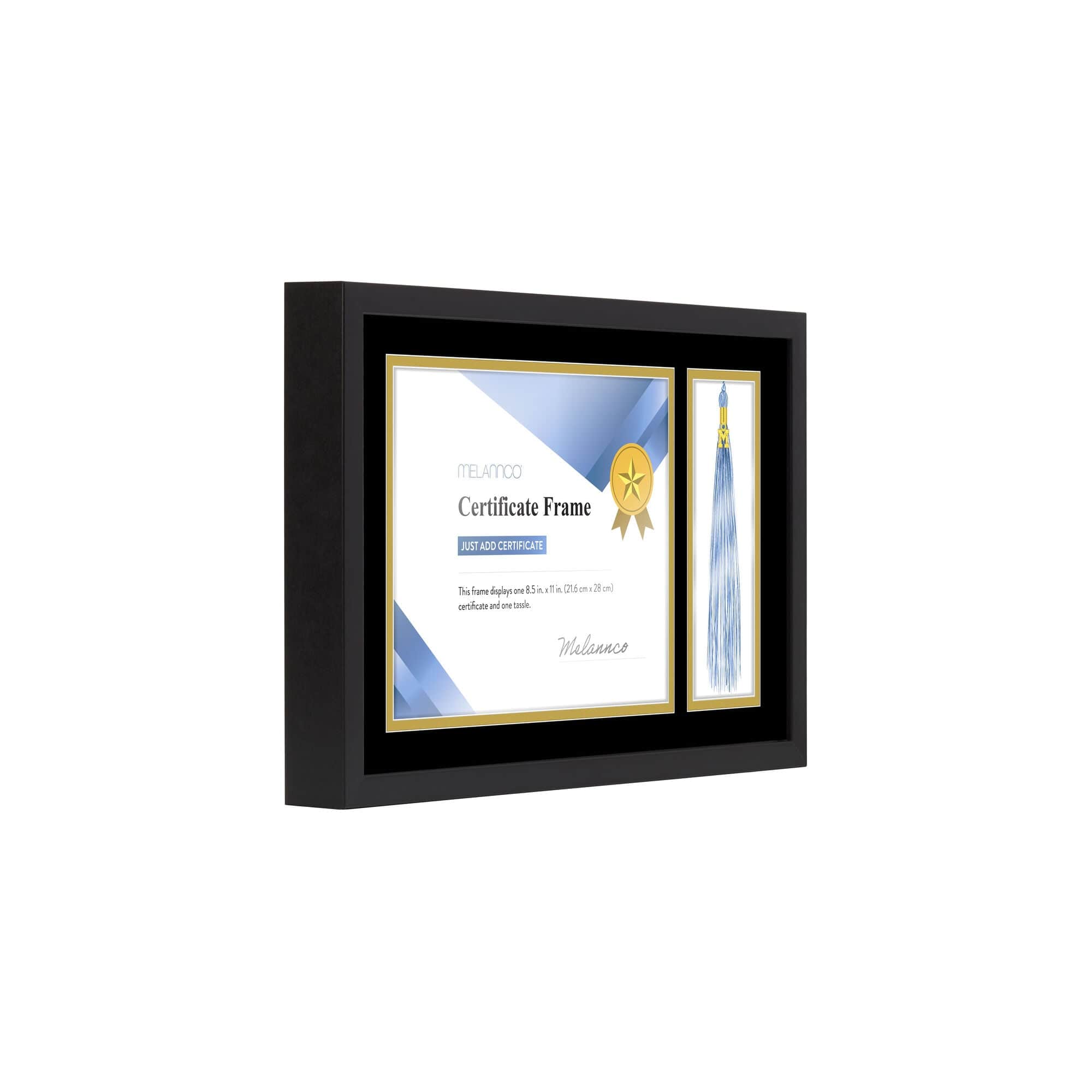 Melannco 18.8x12.1 Inch Black Wood Diploma Frame, Tassel Holder, for 8.5x11 Inch Certificate