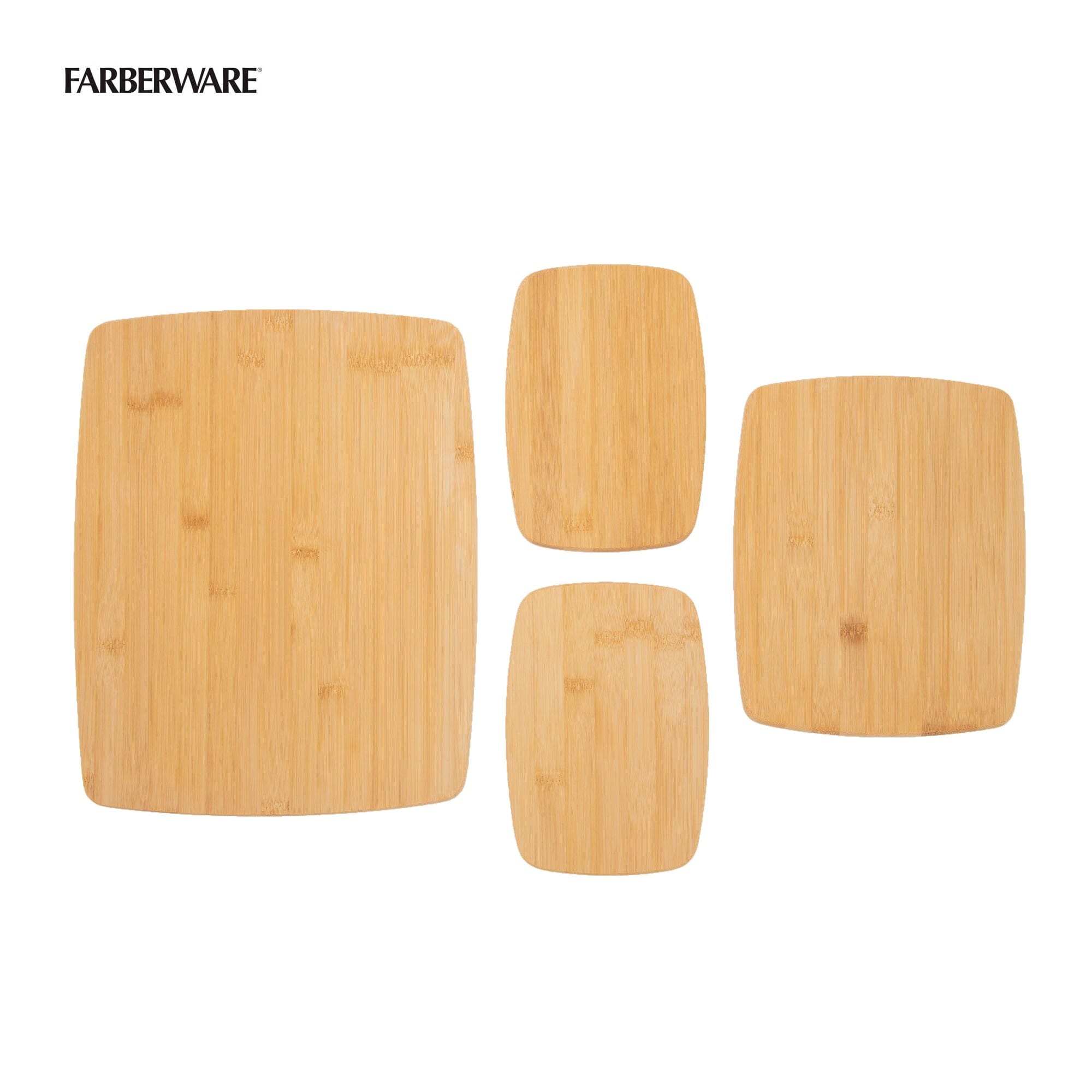 Farberware 4-Piece Reversible Bamboo Cutting And Charcuterie Board Set, Assorted Size