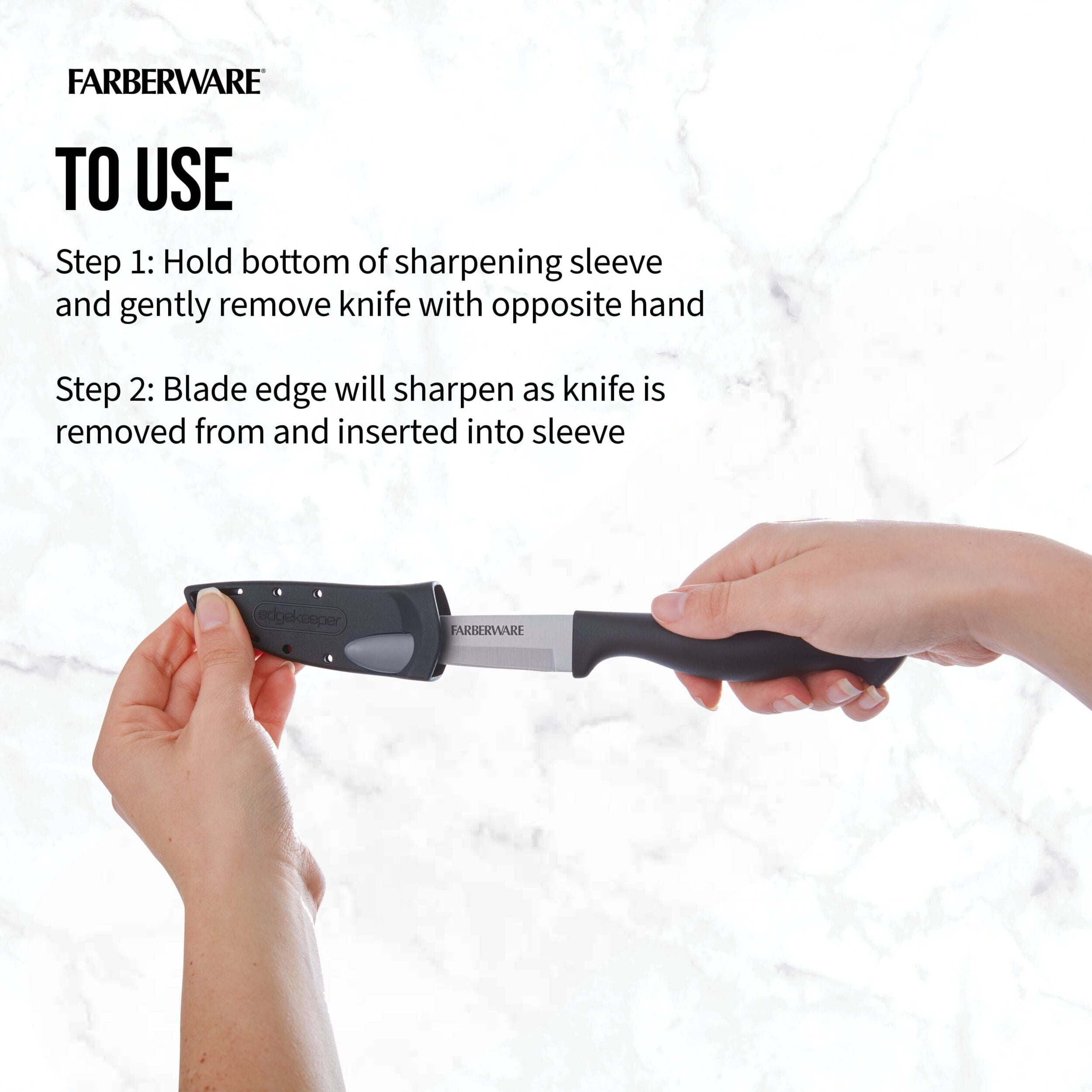 Farberware Edgekeeper 3.5-Inch Paring Knife with Self-Sharpening Blade Cover, High Carbon, Stainless Steel, Ergonomic Handle, Black
