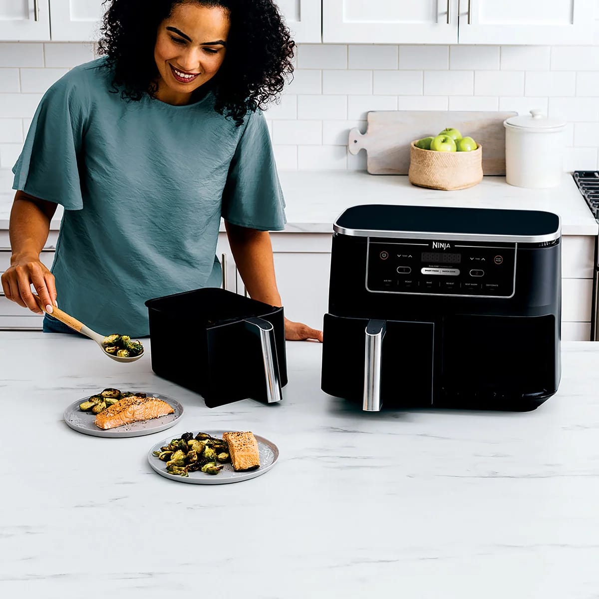 Ninja Foodi 6-in-1 XL 10-qt. 2-Basket Air Fryer with DualZone Technology Cooker, Black - Open Box