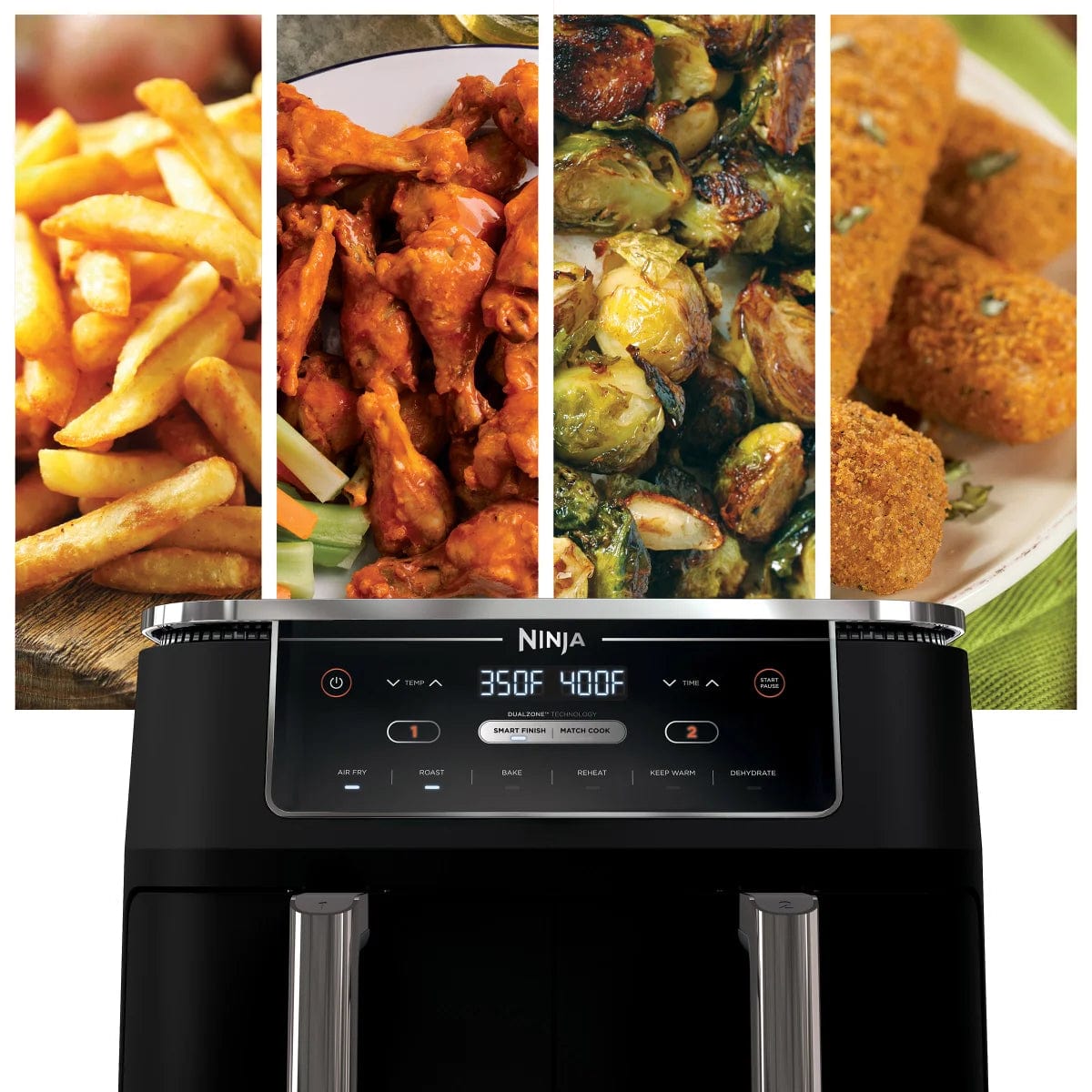 Ninja Foodi 6-in-1 XL 10-qt. 2-Basket Air Fryer with DualZone Technology, Black - Certified Refurbished