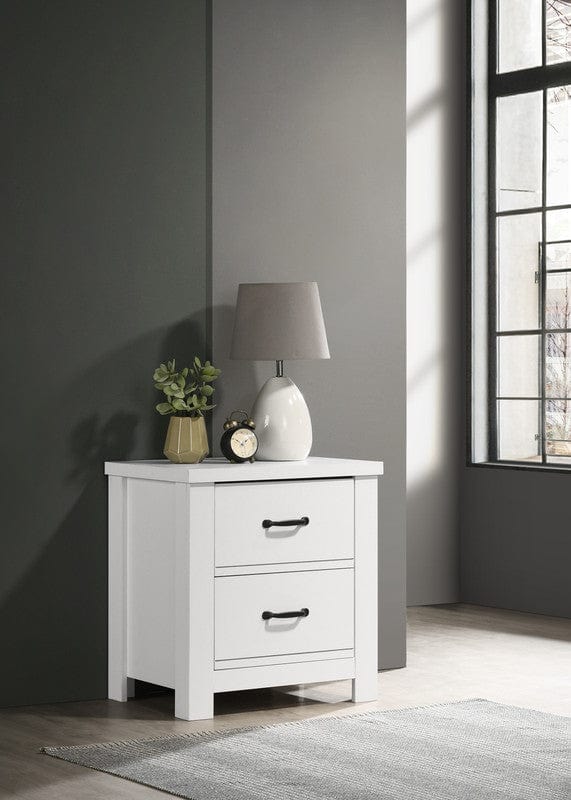 Willow & Hearth Cassini 21.5"W White 2-Drawer Nightstand Bedside Table