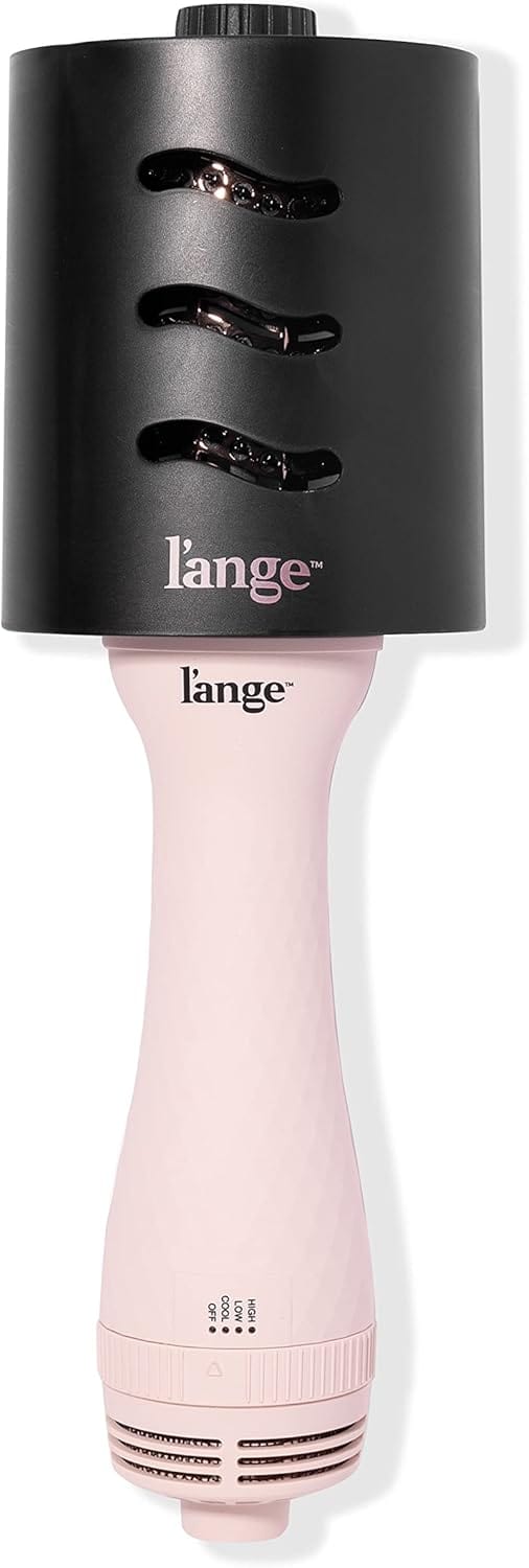 L'ange Hair Le Volume 2-in-1 Titanium Blow Dryer Brush, 60mm Oval Barrel, for Smooth, Frizz-Free Styling on All Hair Types, Blush