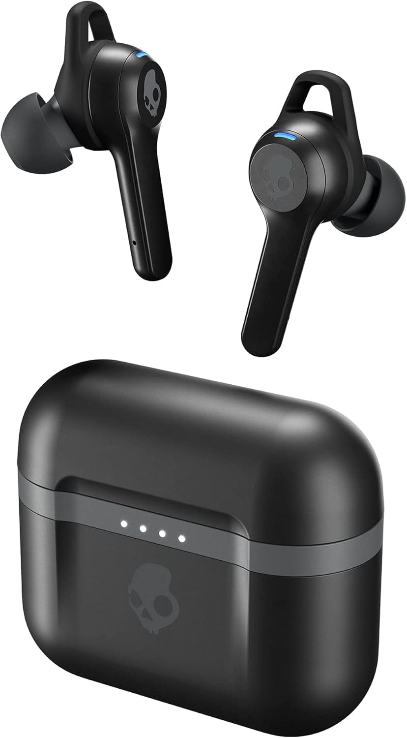 Skullcandy Indy Evo In-Ear Wireless Earbuds, 30 Hr Battery, Microphone, Works with iPhone Android and Bluetooth Devices, Black