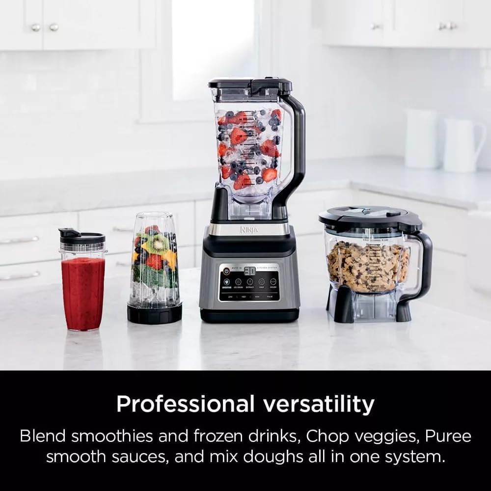 Ninja Professional Plus Kitchen Blender System and 8-Cup Food Processor with Auto-iQ, Black - Certified Refurbished