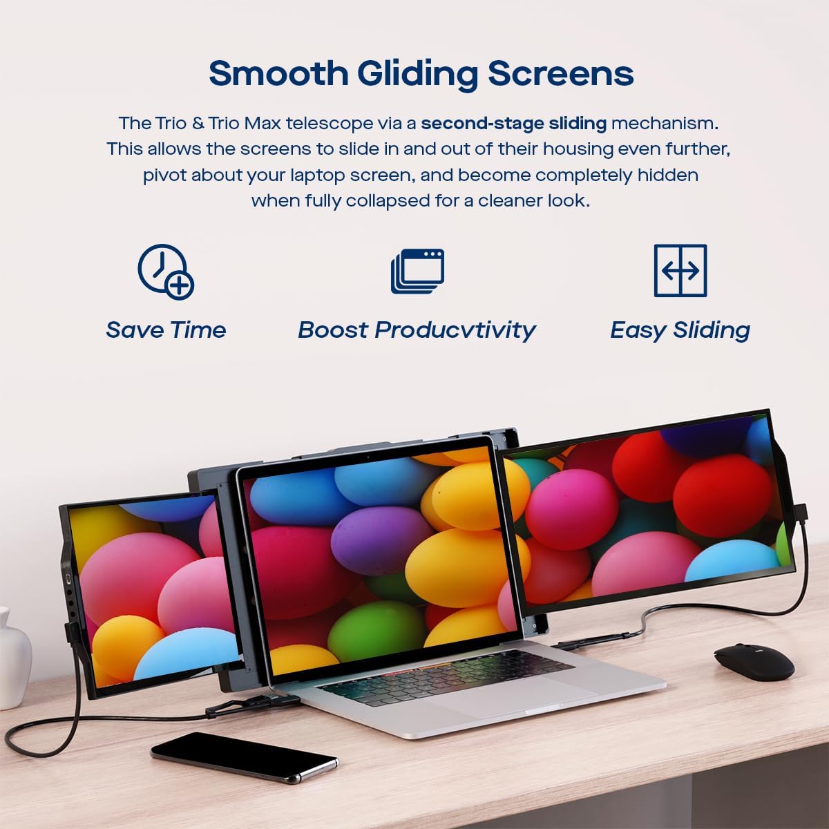 Mobile Pixels 13.3" Trio Portable Monitor, Triple Monitor - Certified Refurbished