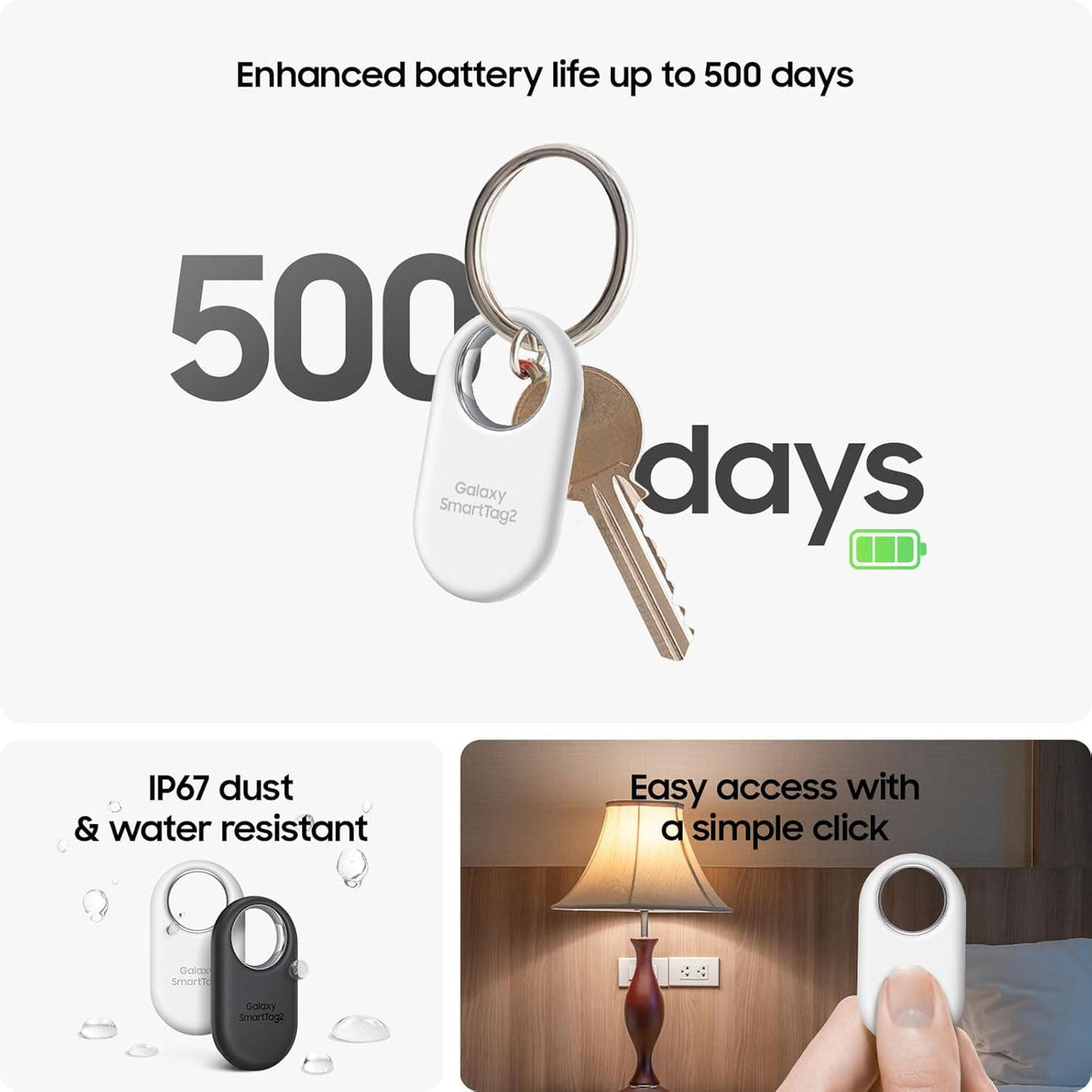 Samsung Galaxy SmartTag2 LATM, Bluetooth Tracker, 1 Pack, Black