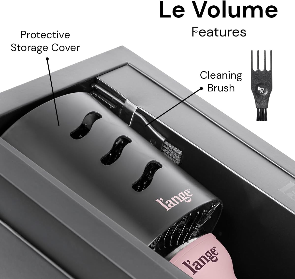 L'ange Hair Le Volume 2-in-1 Titanium Blow Dryer Brush, 60mm Oval Barrel, for Smooth, Frizz-Free Styling on All Hair Types, Blush