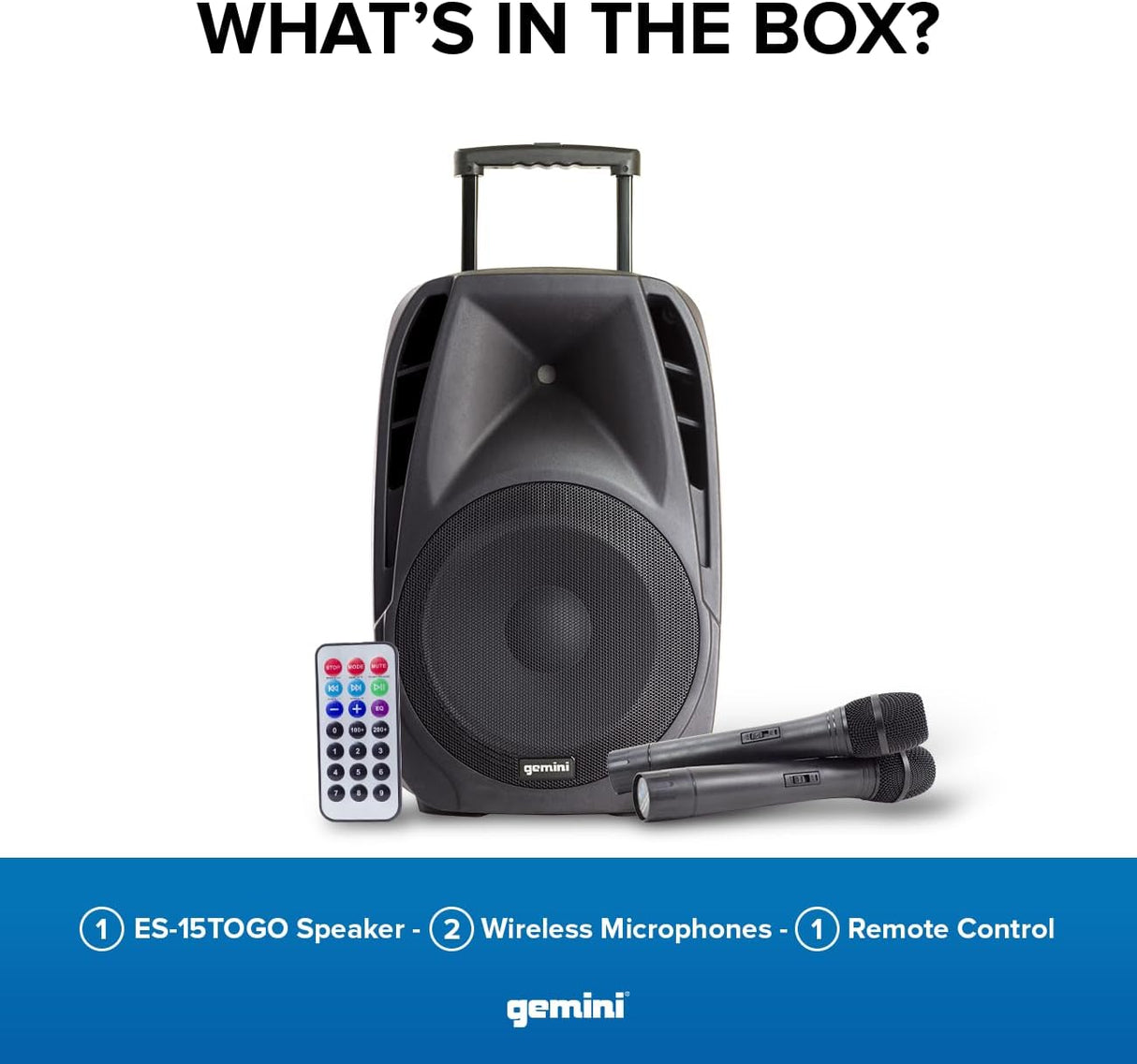 Gemini Indoor/Outdoor Battery Powered Loudspeaker System, Bluetooth, 800 Watts, Black