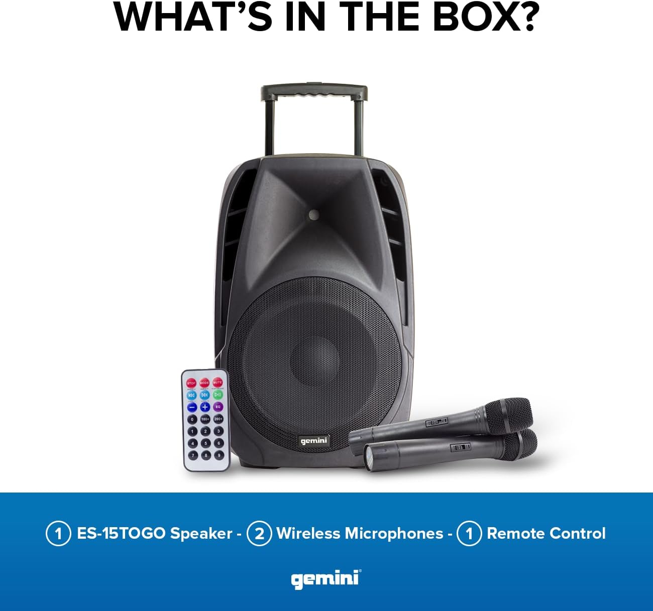 Gemini Indoor/Outdoor Battery Powered Loudspeaker System, Bluetooth, 800 Watts, Black