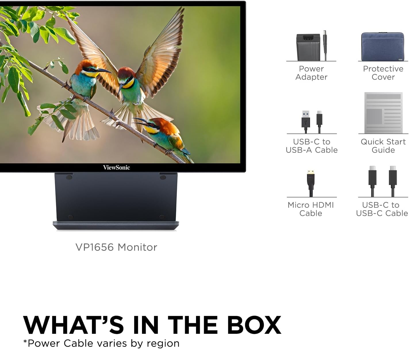 ViewSonic 15.6" 1080p IPS Portable Monitor with 2 Way Powered 40W USB C, 75 Hz, Black - Certified Refurbished