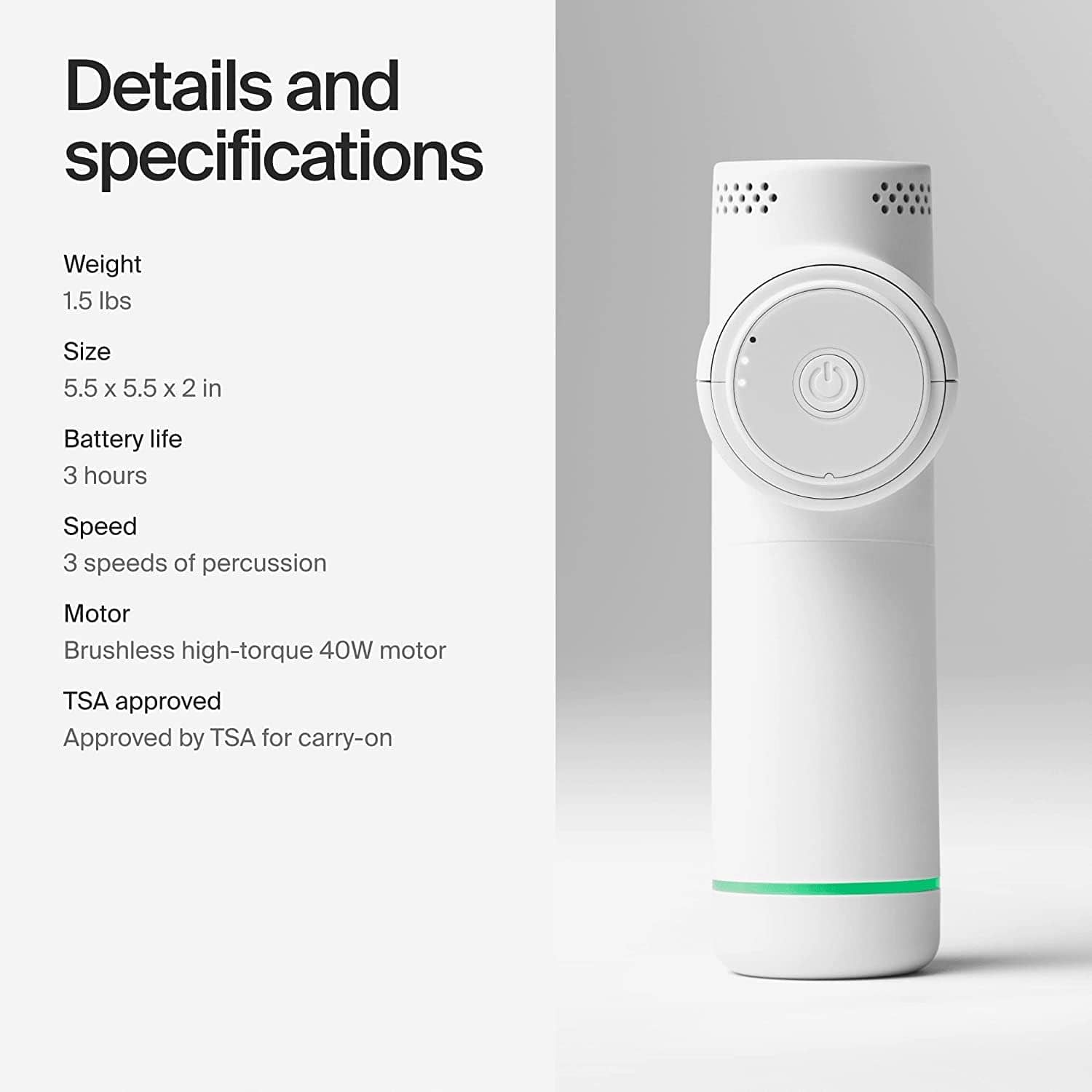 Hypervolt Go 2 Massage Gun, Quiet Glide Tech, 3 Speeds, 2 Heads, Relieves Sore Muscles and Stiffness, FSA and HSA Eligible, Arctic Grey