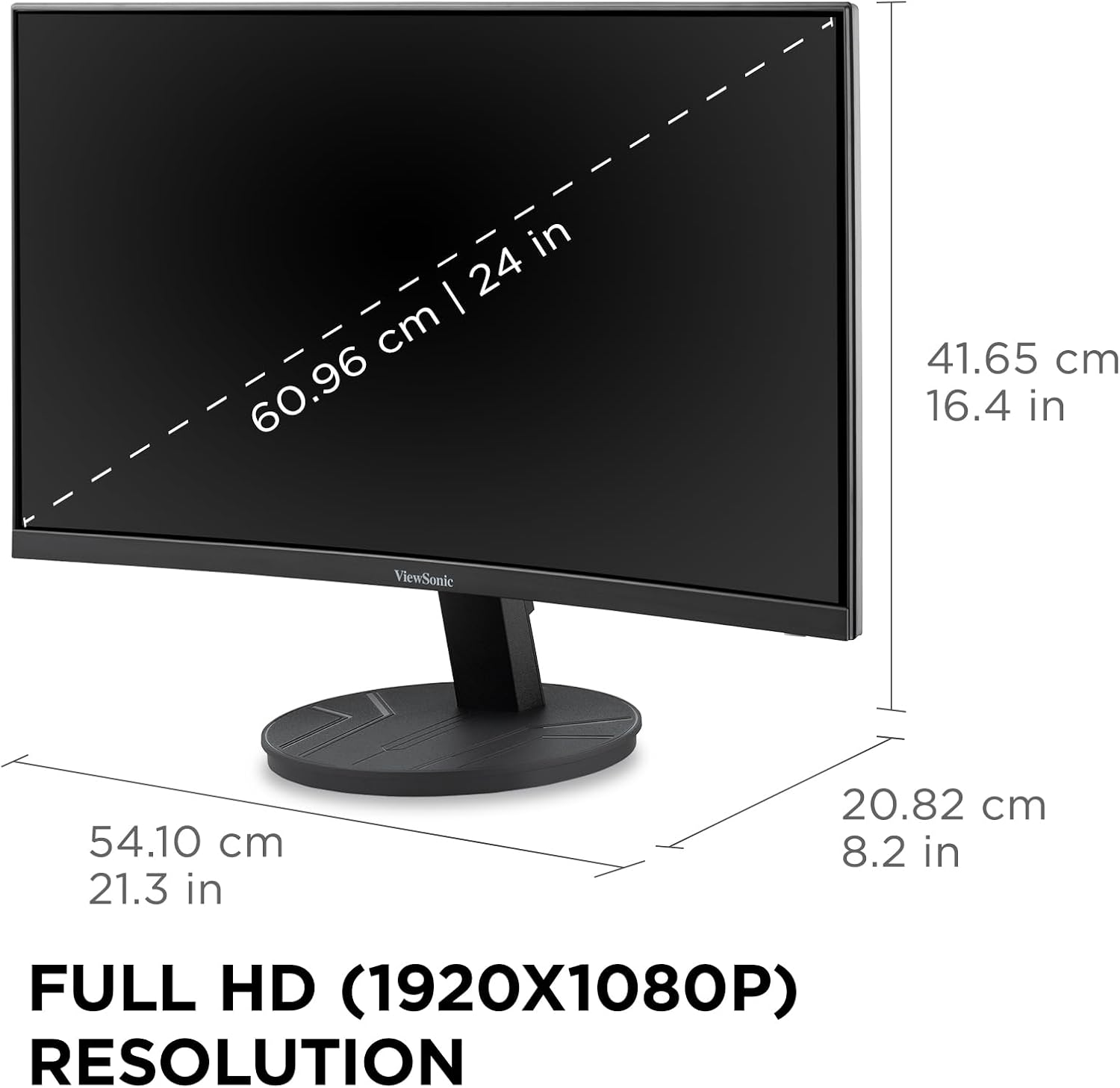 ViewSonic 24 Inch Full HD 1080p Frameless Curved Monitor - Certified Refurbished