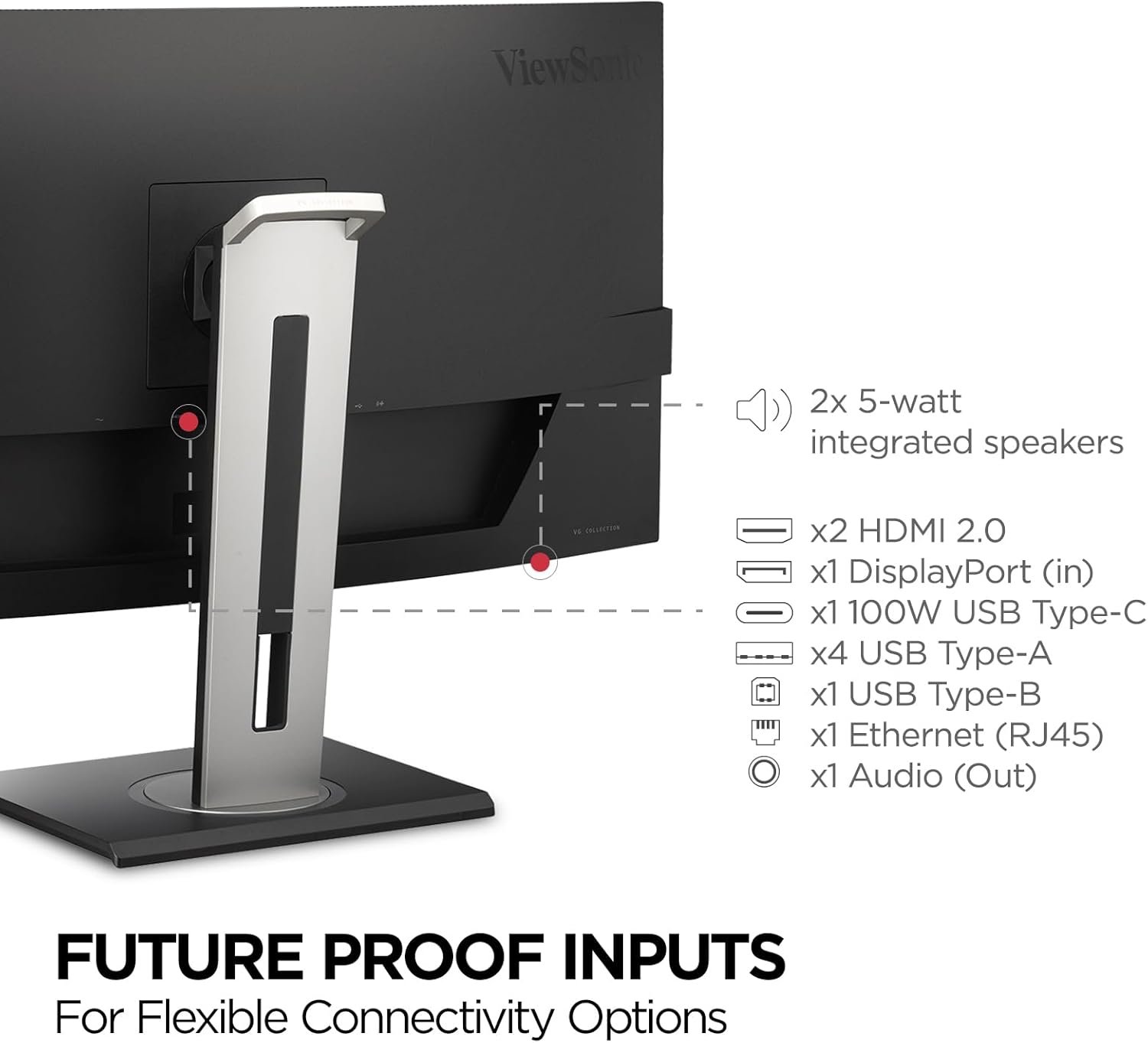 ViewSonic 34" 21:9 1440p Curved Monitor with Ergonomic Design, 100W USB C, 100 Hz, Black - Certified Refurbished