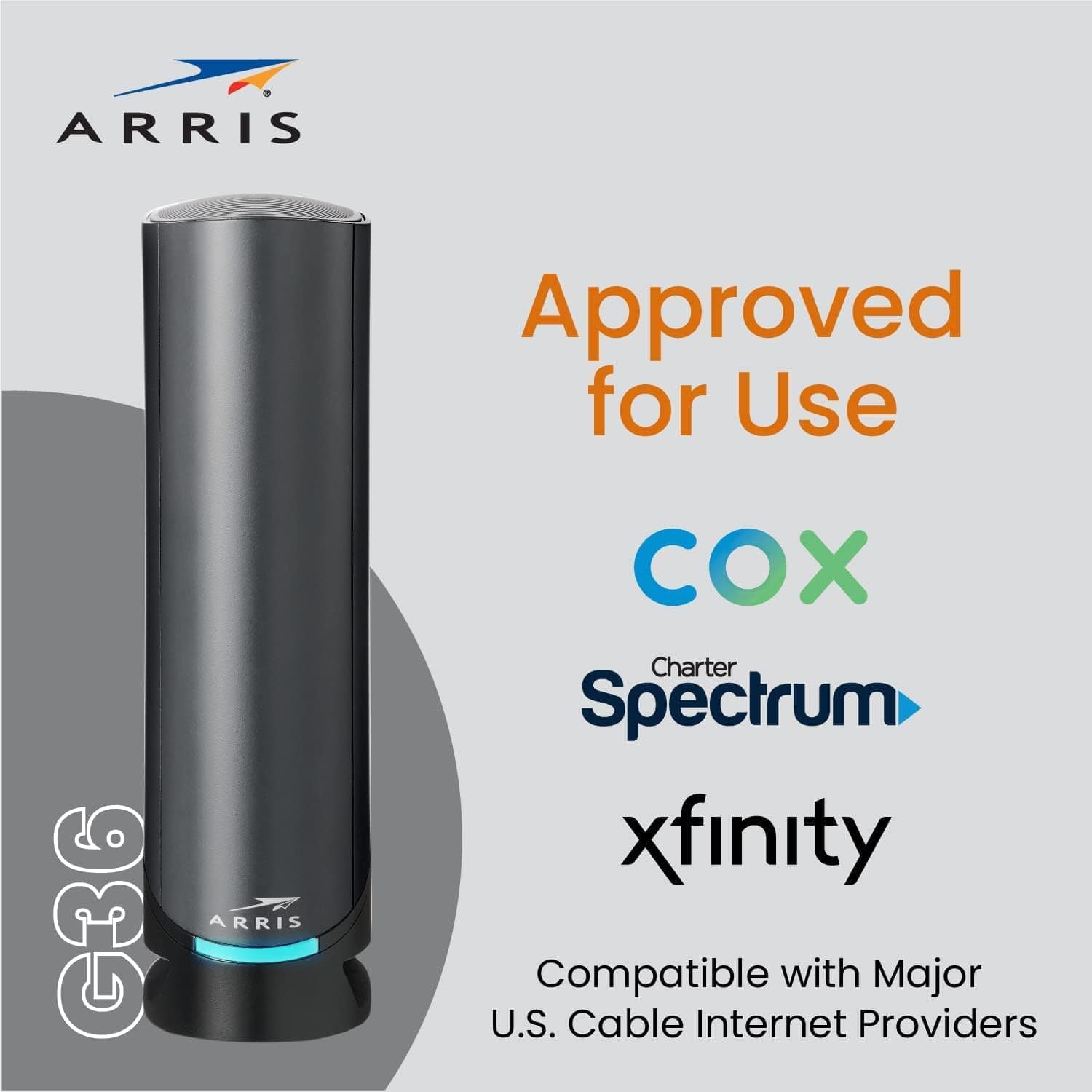 Arris G36 SURFboard Cable Modem Router Combo DOCSIS 3.1 Multi-Gigabit WiFi 6 AX3000 - Certified Refurbished