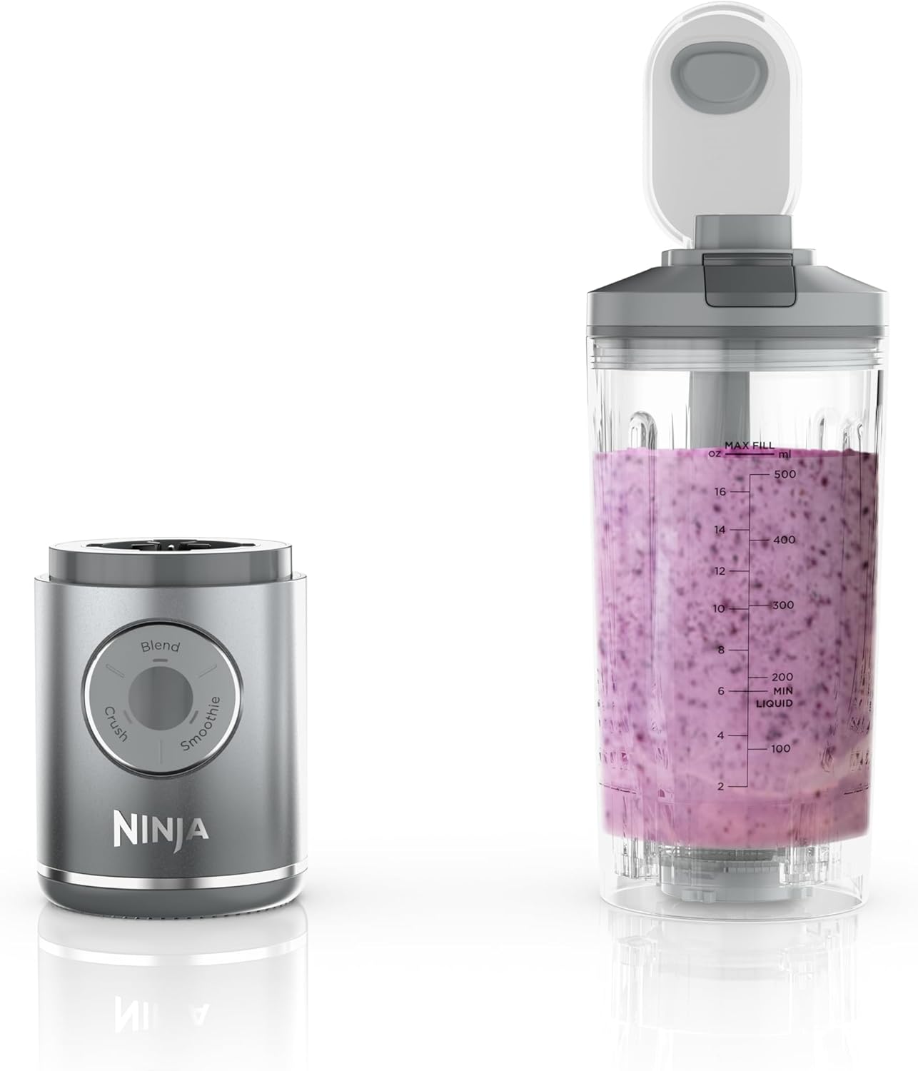 Ninja Blast Max Personal Cordless Blender for Smoothies, Blend, Ice Crush, 22 oz. Twist & Go Vessel, Silver - Certified Refurbished