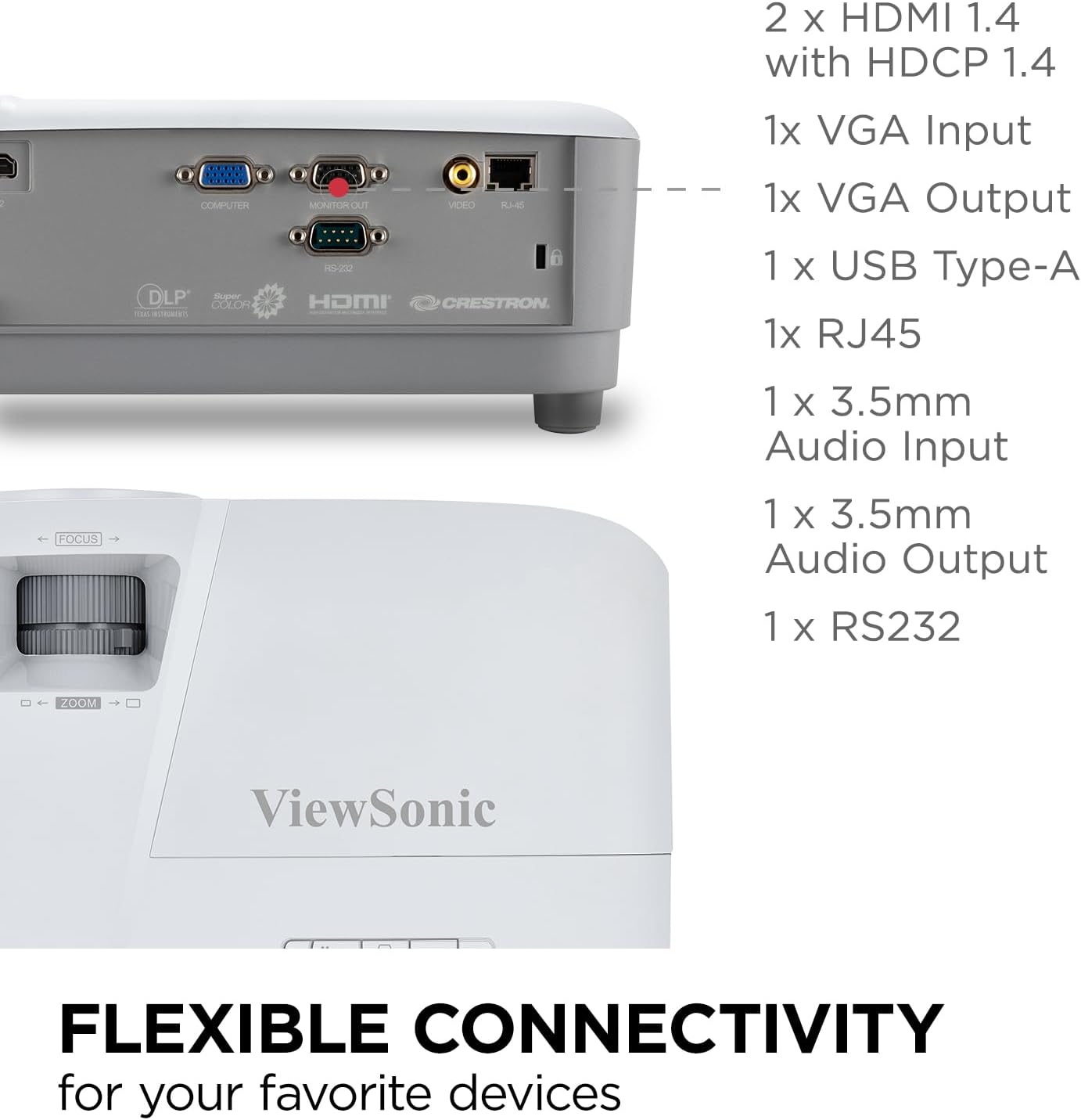 ViewSonic 4000 Lumens WXGA High Brightness Projector - Certified Refurbished