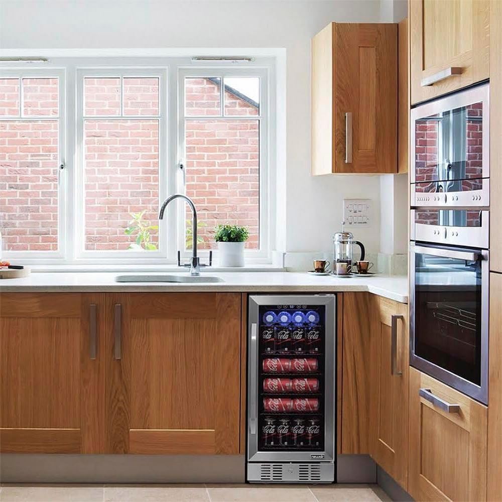 Newair 15" Built-in Beverage Fridge, 96 Cans, Stainless Steel - Certified Refurbished