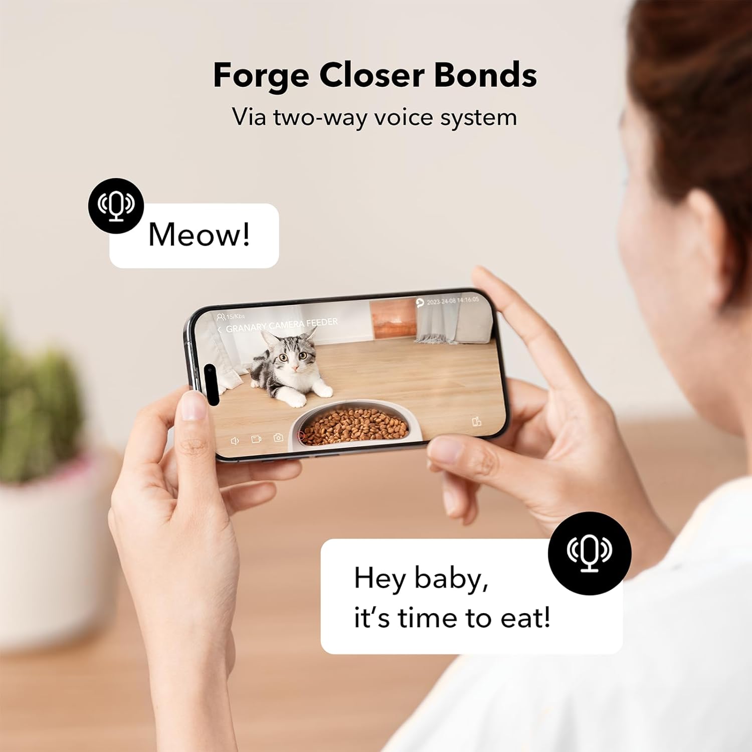 Petlibro Automatic Single Tray Smart Pet Feeder with Video Camera, Night Vision, Motion & Sound Alerts, White - Certified Refurbished