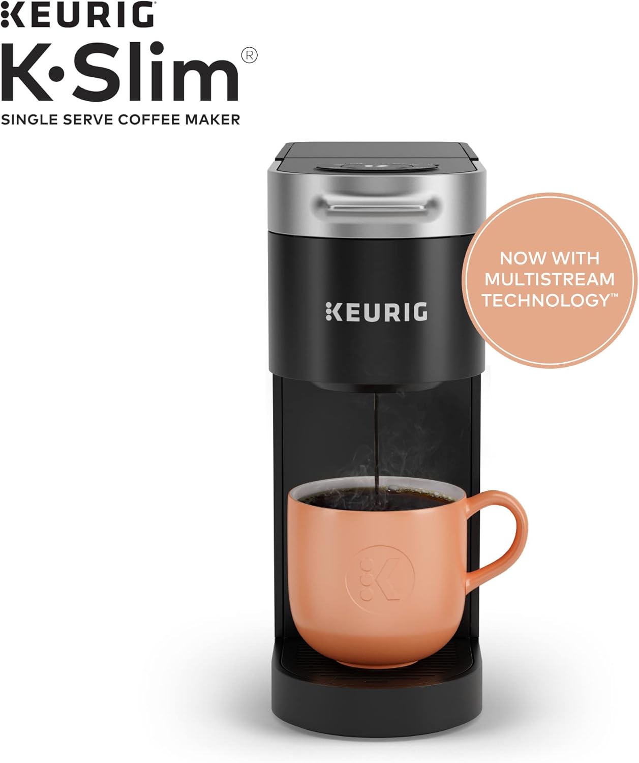 Keurig K-Slim Single Serve K-Cup Pod Coffee Maker, MultiStream Tech, 3 Brew Sizes, 46oz Removable Reservoir, Black - Open Box