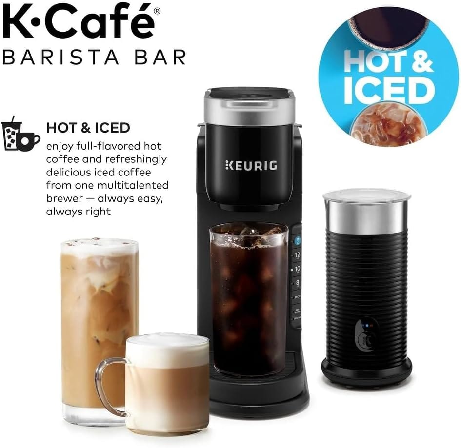 Keurig K-Café Barista Bar Single Serve Coffee Maker and Frother, Black - Certified Refurbished