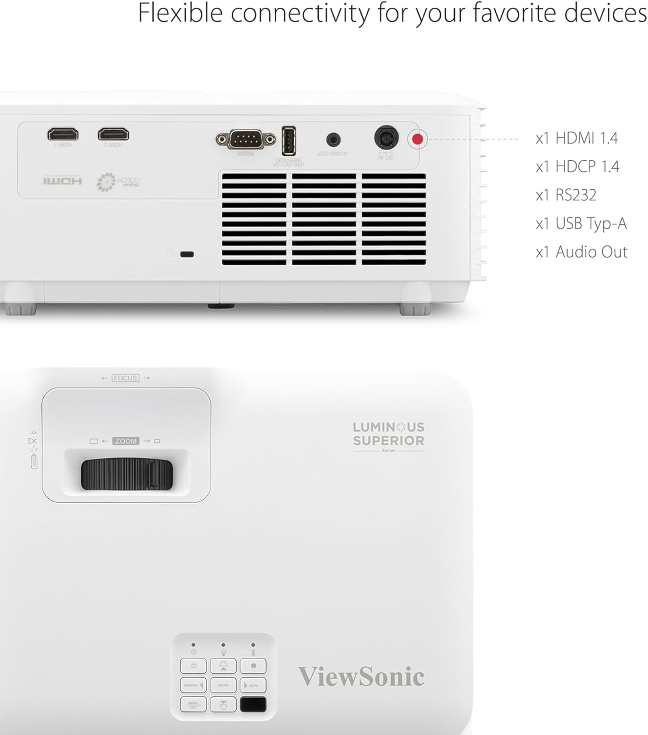 ViewSonic 5000 Lumen WXGA Laser DLP Projector, White - Certified Refurbished
