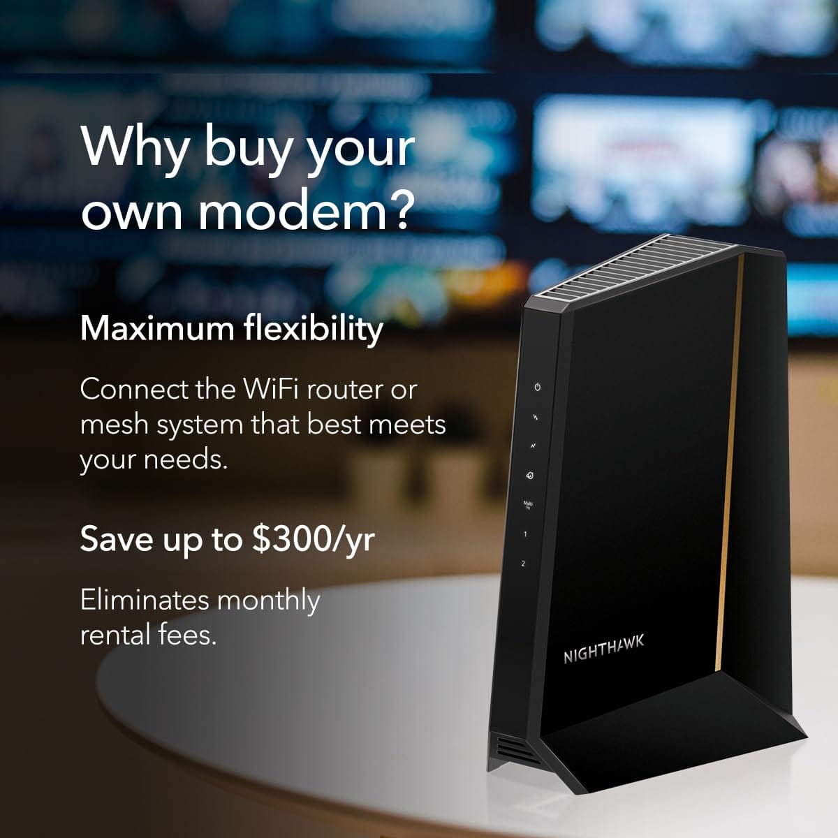 Netgear CM3000 Nighthawk DOCSIS 3.1 Mid/high-Split Cable Modem, Up to 2.5Gbps, Black - Certified Refurbished