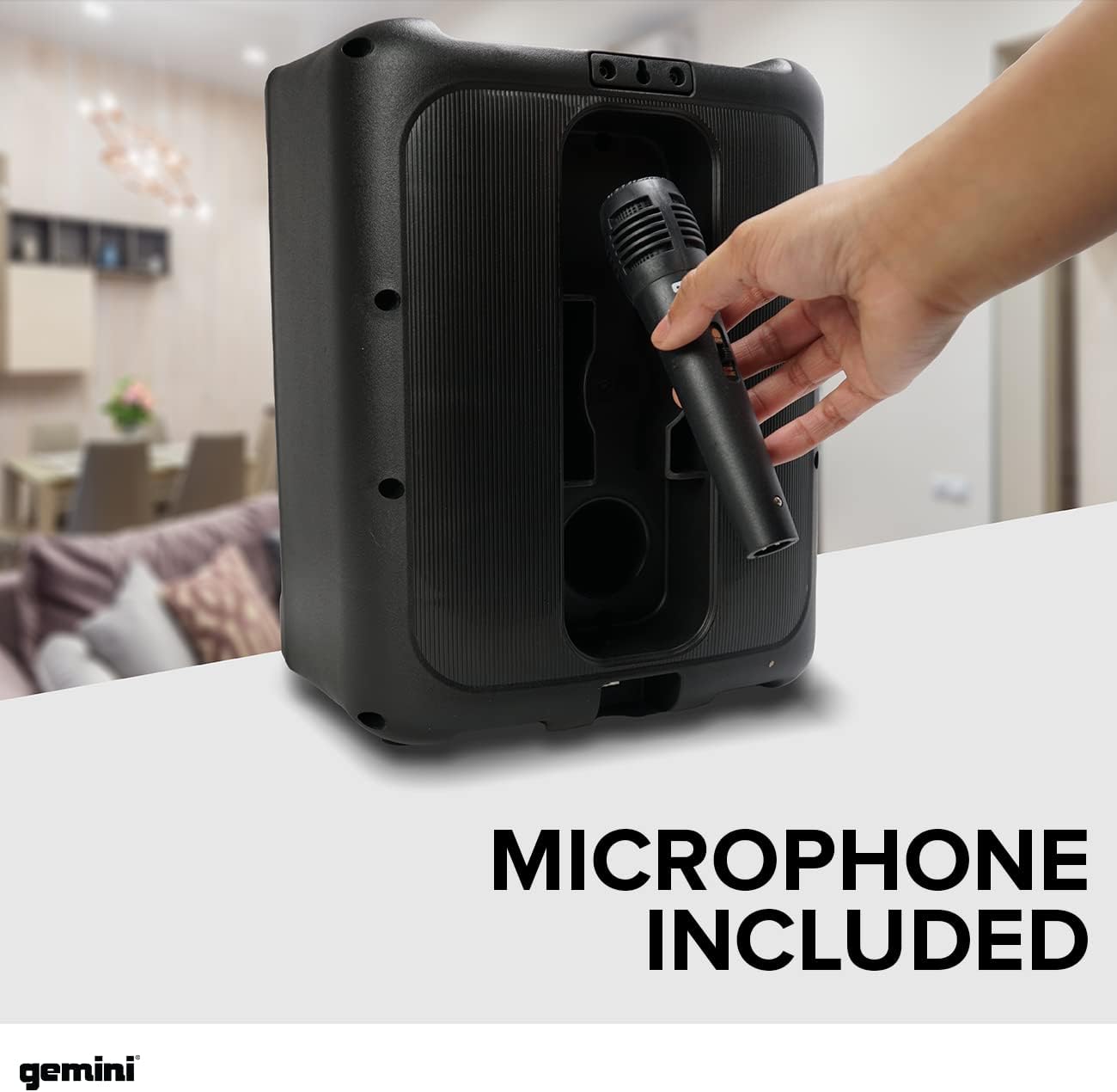 Gemini Home Stereo System with LED Party Lighting, PA / Karaoke System, 2000 Watts, Bluetooth, 8" Dual Subwoofers, Black