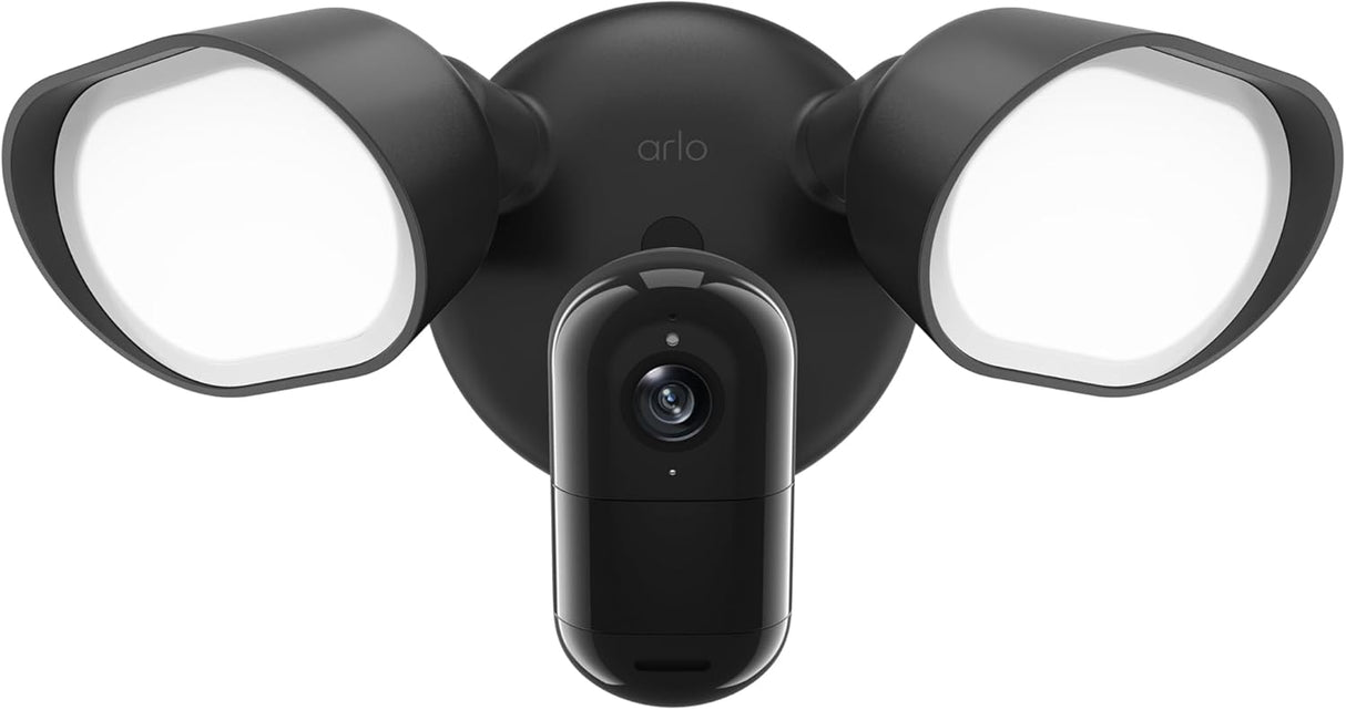 Arlo Wired Floodlight Security Camera, Black - Certified Refurbished