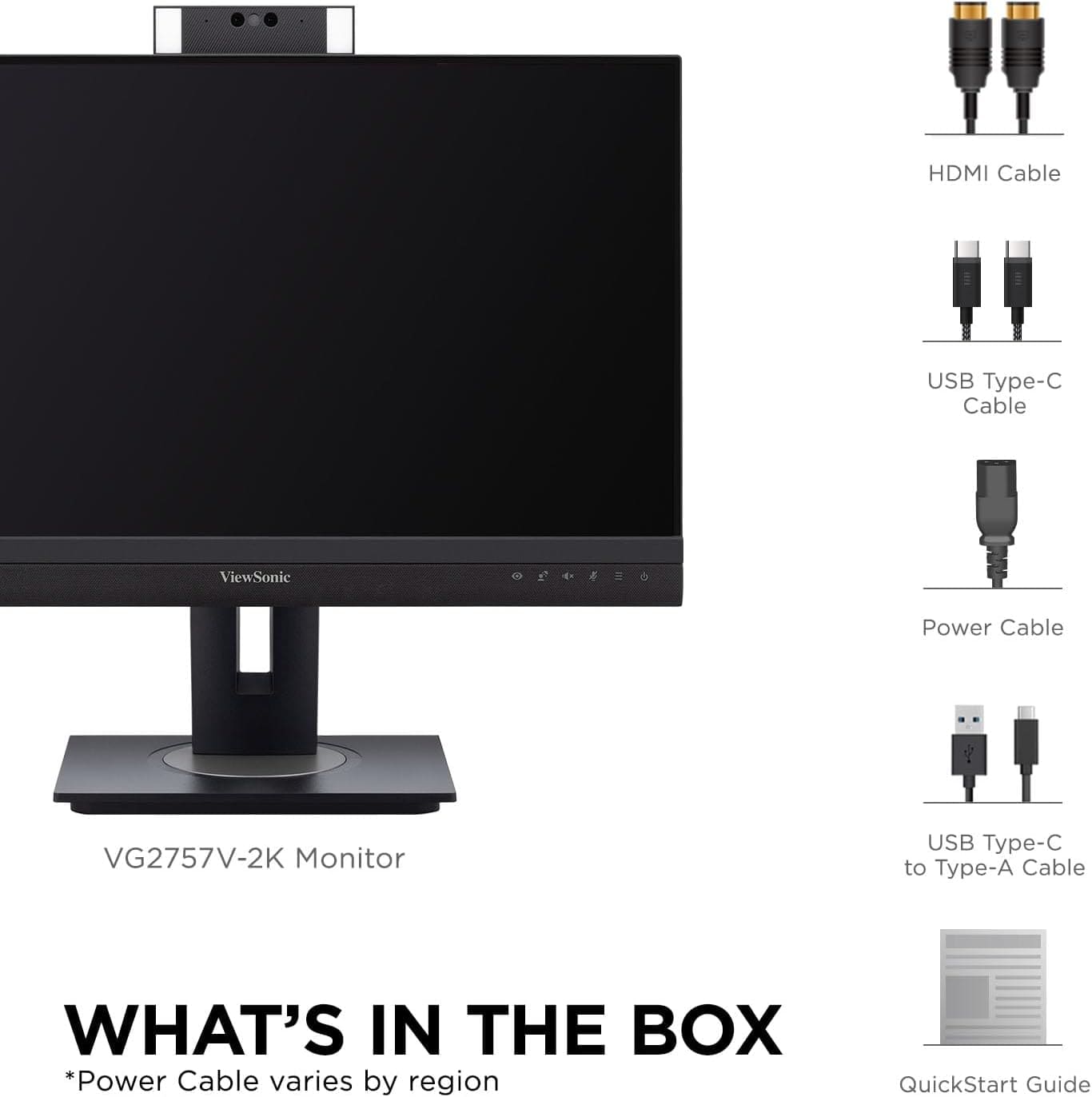 ViewSonic 27" 1440p Video Conferencing Docking Monitor with Webcam, 100 Hz, Black - Certified Refurbished