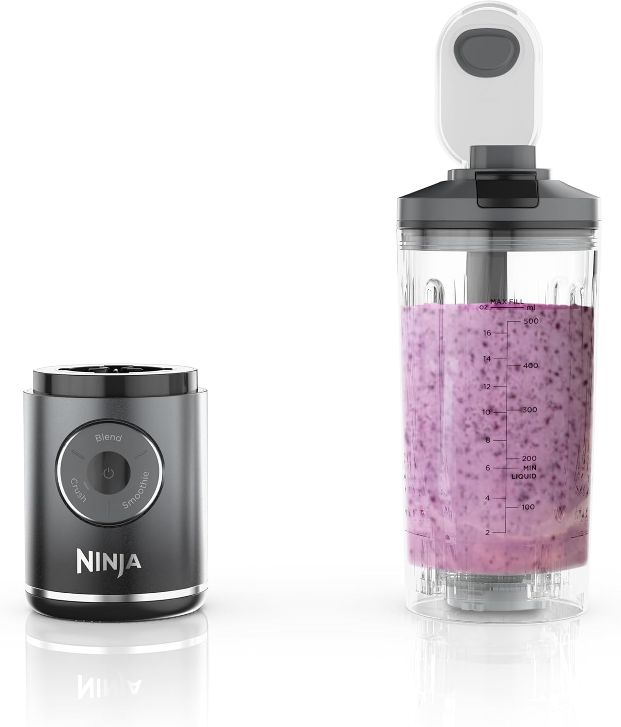 Ninja Blast Max Personal Cordless Blender for Smoothies, Blend, Ice Crush, 22 oz. Twist & Go Vessel, Gray - Certified Refurbished