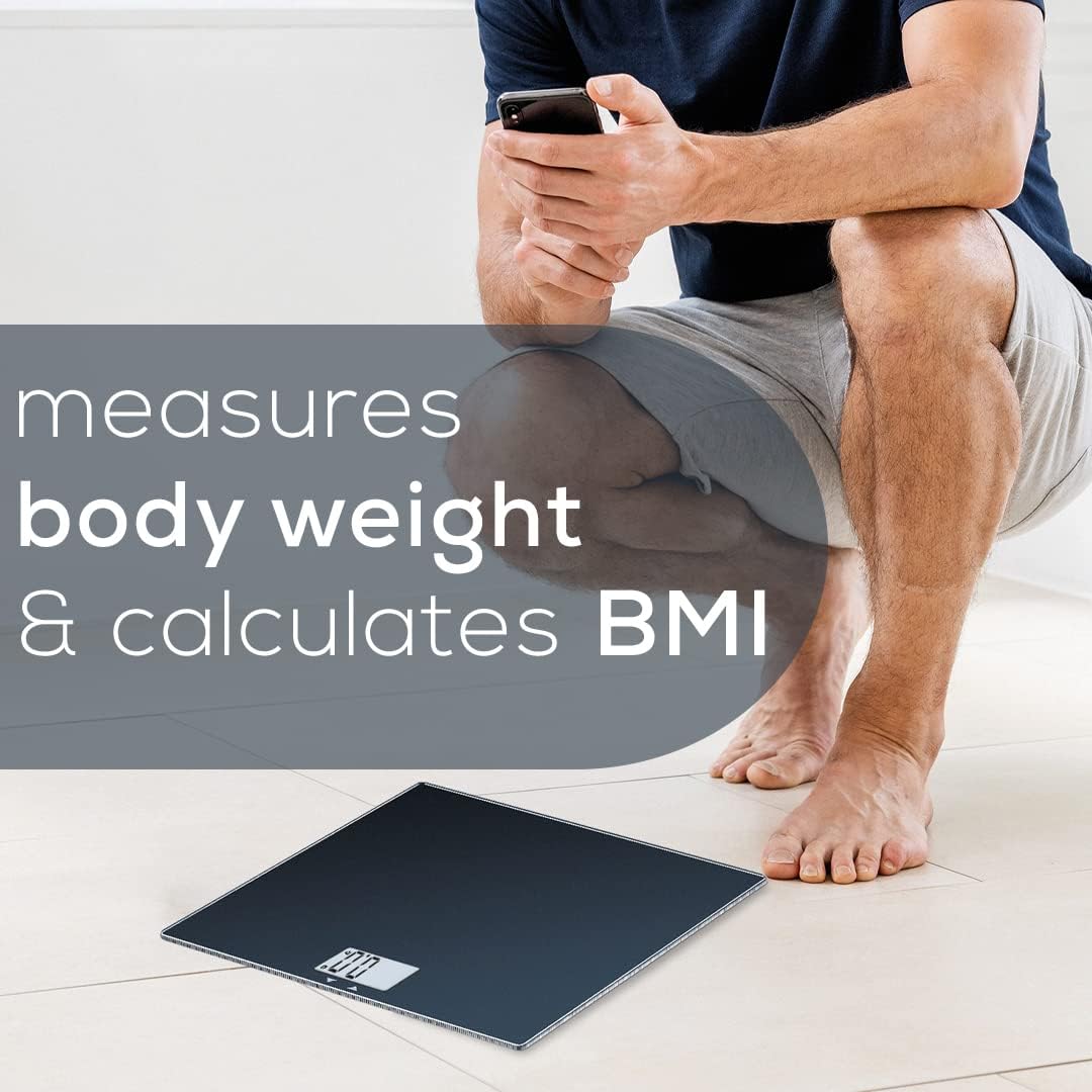 Beurer Bluetooth Glass Scale with BMI Measurement, Smart Digital Bathroom Scale Connects with Health App Analyzer, Black - Refurbished