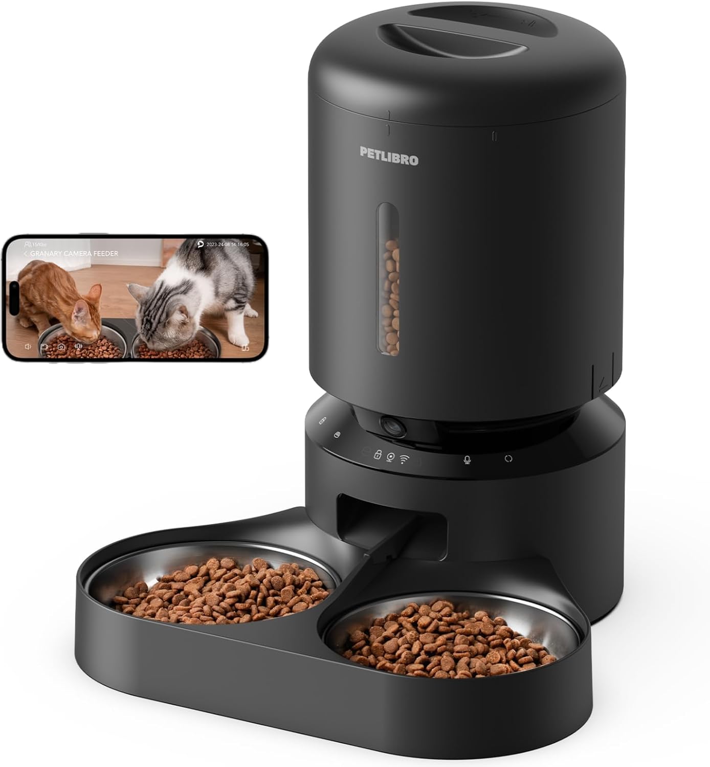 Petlibro Automatic Pet Feeder with Camera for Two Pets, 1080P HD Video with Night Vision, 5G Wi-Fi, 2-Way Audio - Certified Refurbished