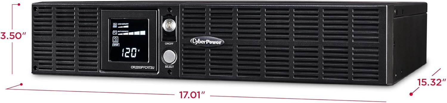 CyberPower PFC Sinewave UPS System, 2000VA/1540W, 8 Outlets, AVR, 2U Rack/Tower - Certified Refurbished
