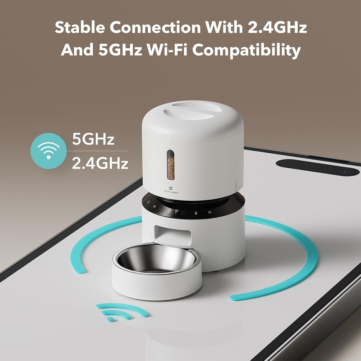 Petlibro Granary Automatic Pet Feeder, 5G Wi-Fi, 3L, Timed Dry Food Dispenser, White - Certified Refurbished
