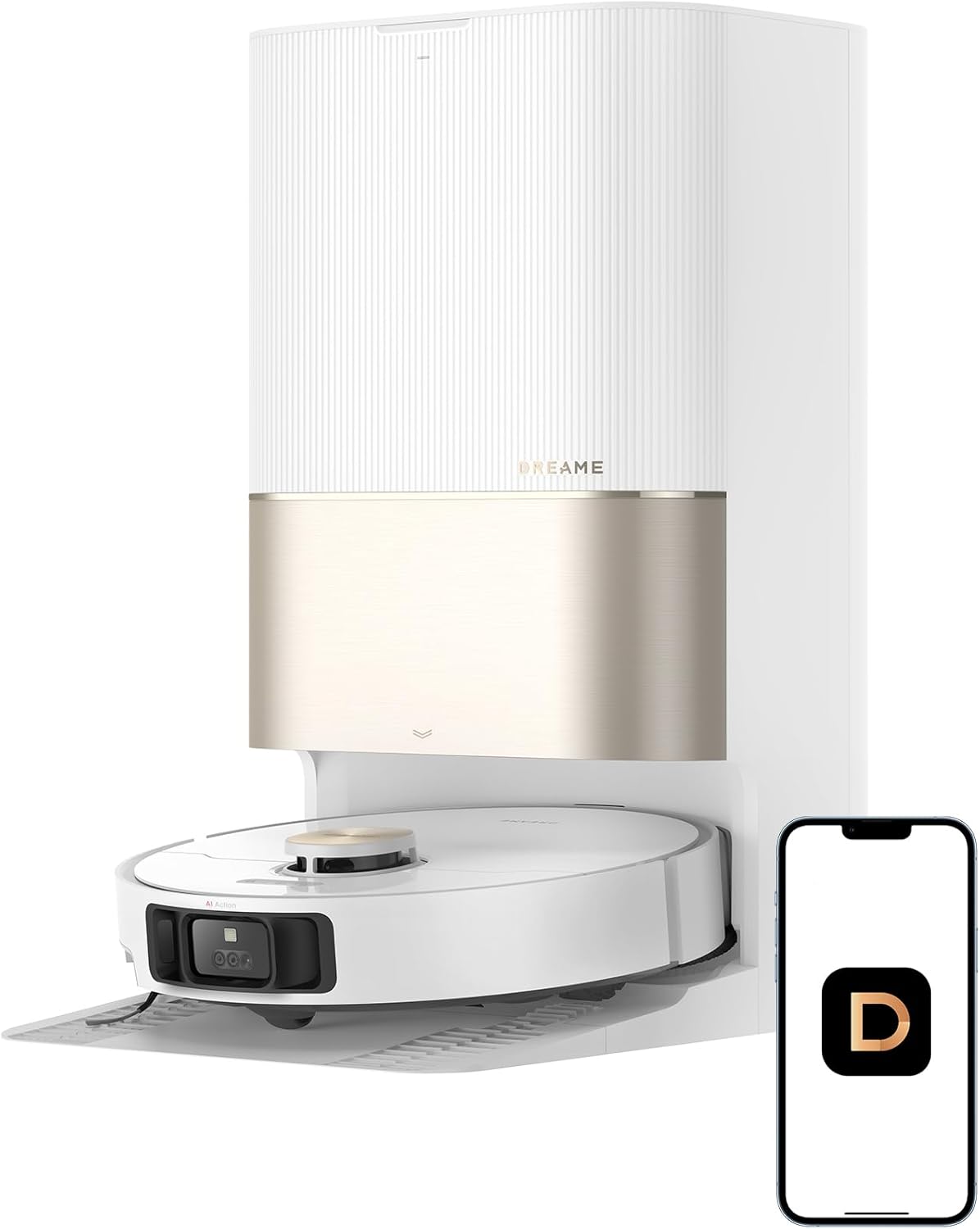 Dreame X40 Ultra Robot Vacuum with Removable Liftable Mop, 12000Pa Suction, Side Brush Cleaning, 158°F Mop Self-Cleaning, Auto Empty and Refill, White