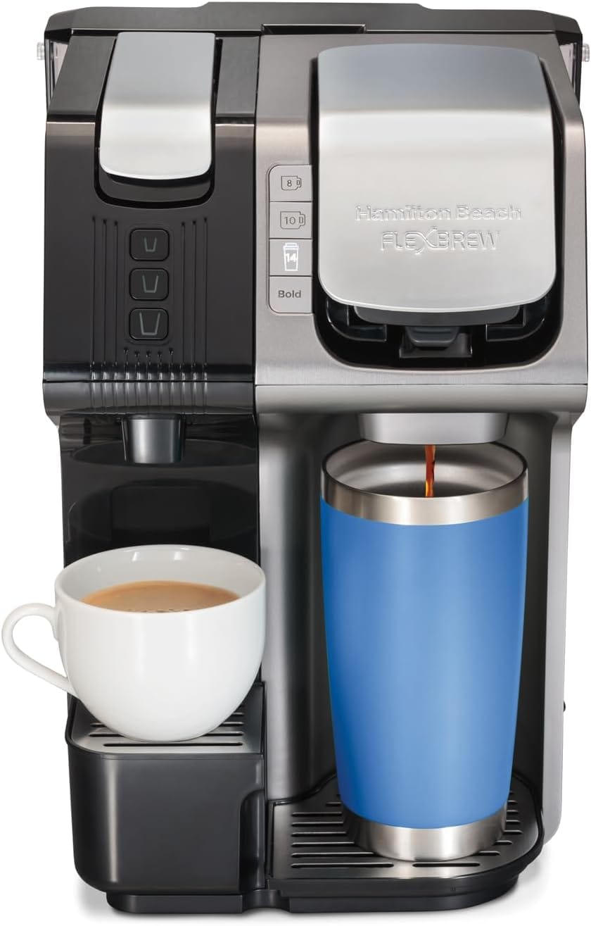 Hamilton Beach FlexBrew Trio 2-Way Coffee Maker, K-Cup & Grounds Compatible, 12-Cup & Espresso Brewing, 56oz. Removable Reservoir, Black