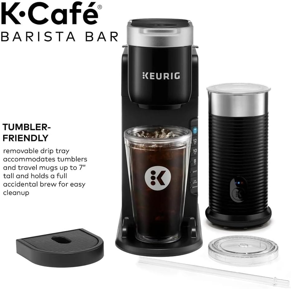 Keurig K-Café Barista Bar Single Serve Coffee Maker and Frother, Black - Certified Refurbished
