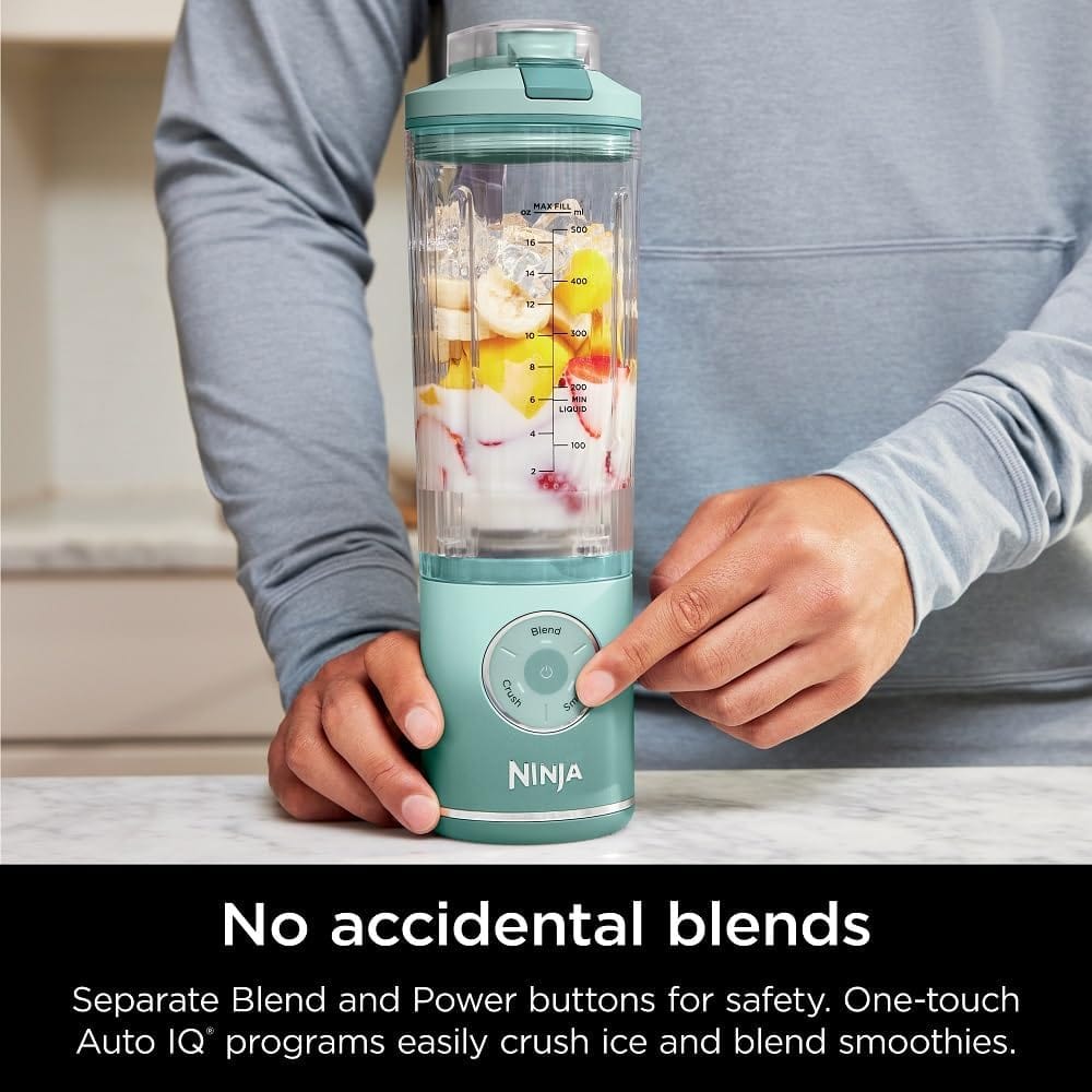 Ninja Blast Max Personal Cordless Blender for Smoothies, Blend, Ice Crush, 22 oz. Twist & Go Vessel, Sea Glass - Certified Refurbished